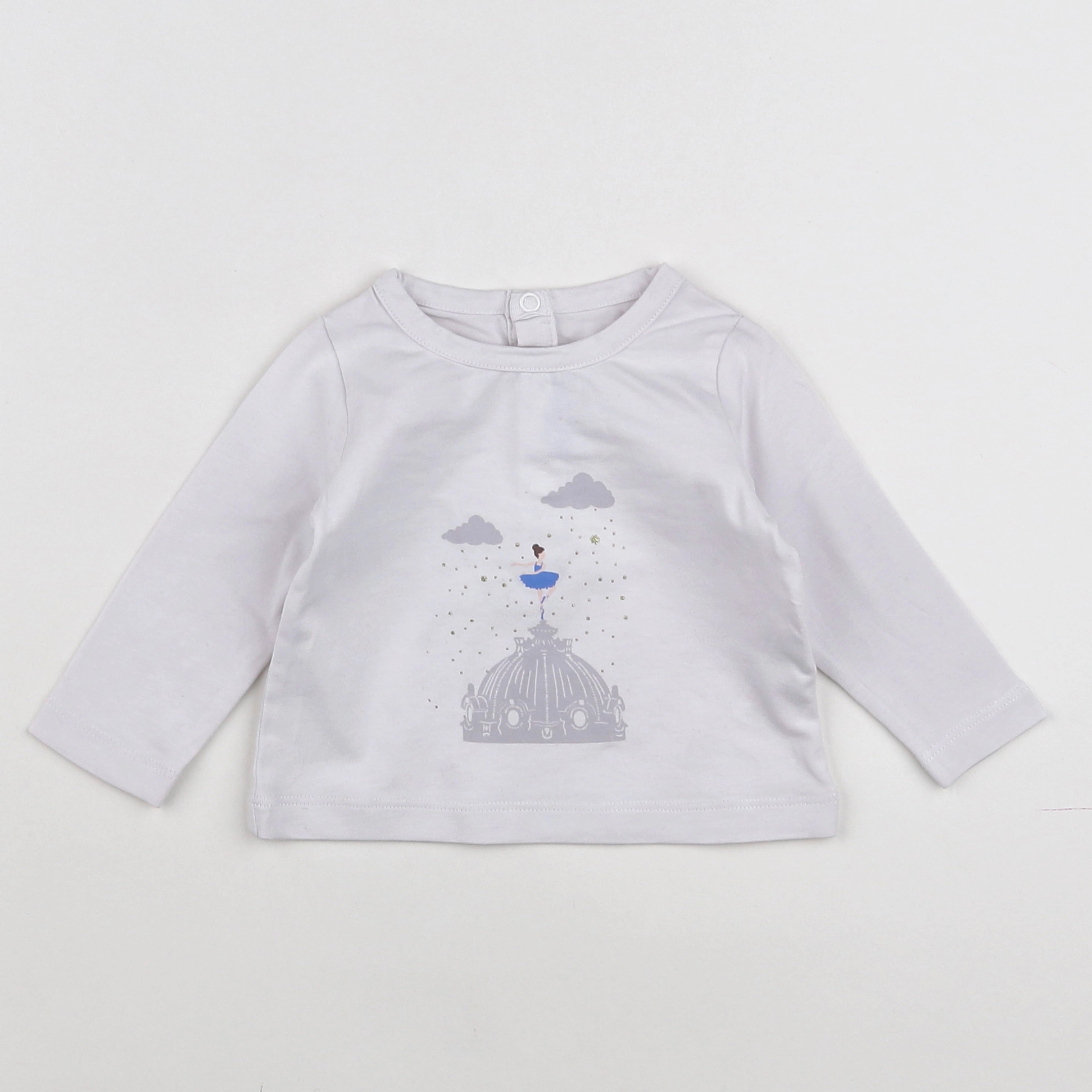 Jacadi - tee-shirt blanc, gris - 6 mois