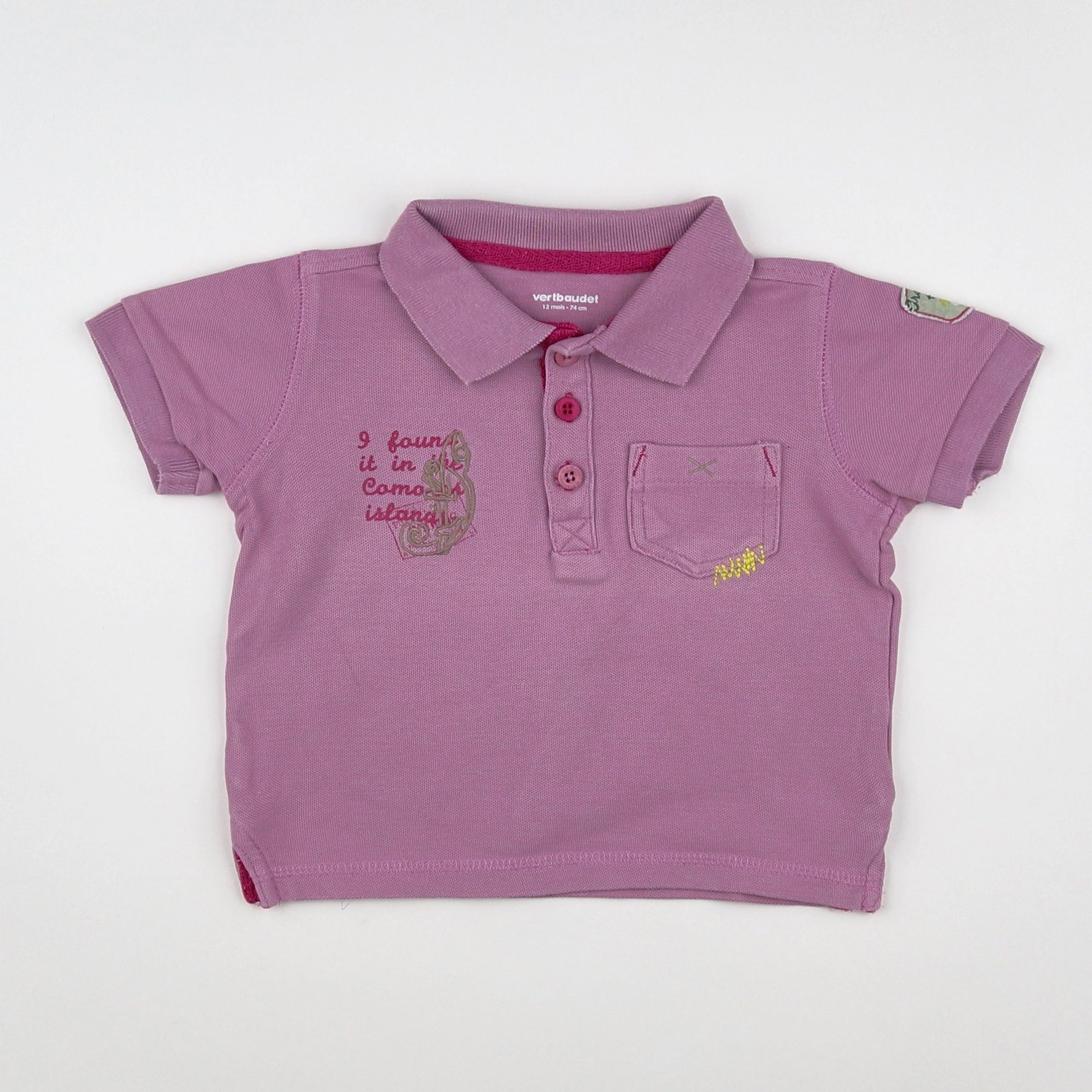 Vertbaudet - polo violet - 12 mois