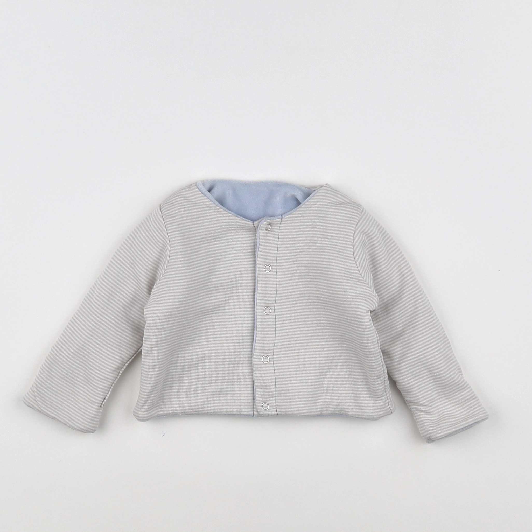 Petit Bateau - gilet réversible beige, blanc - 6 mois