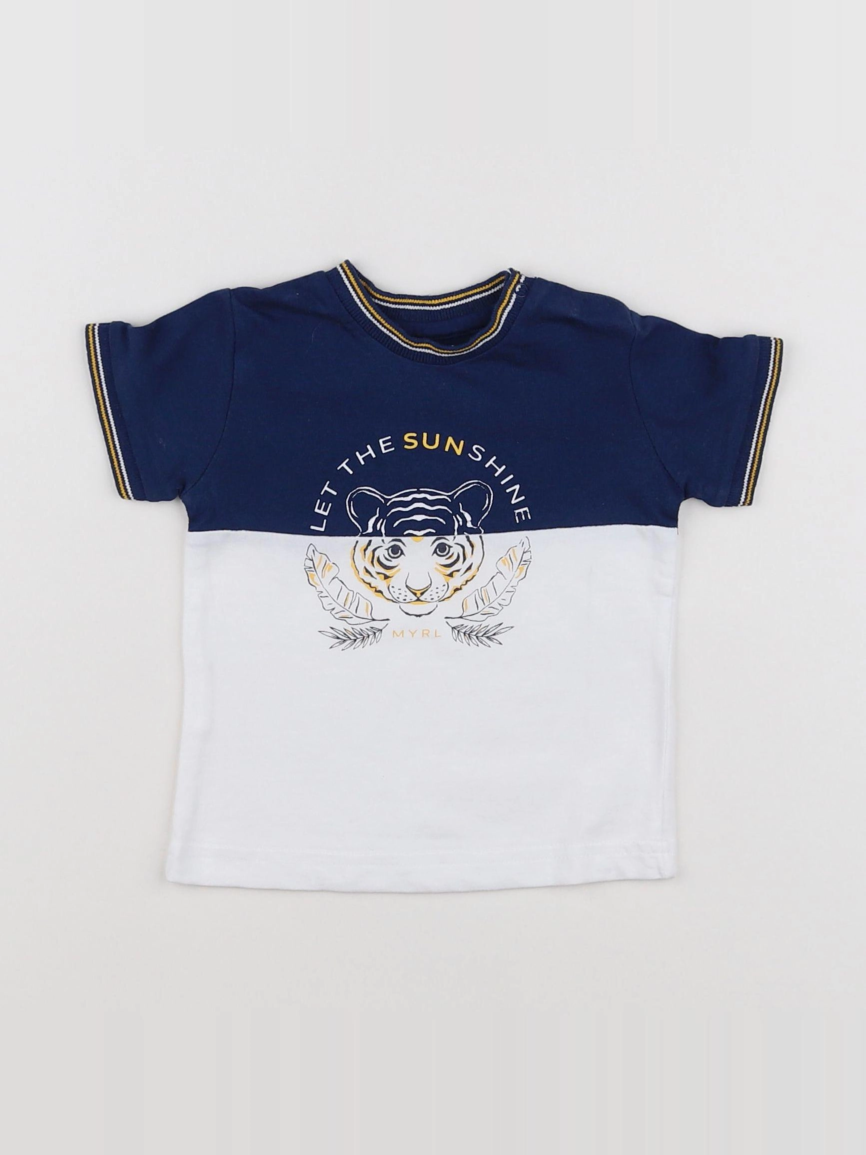 Mayoral - tee-shirt blanc, bleu - 6 mois