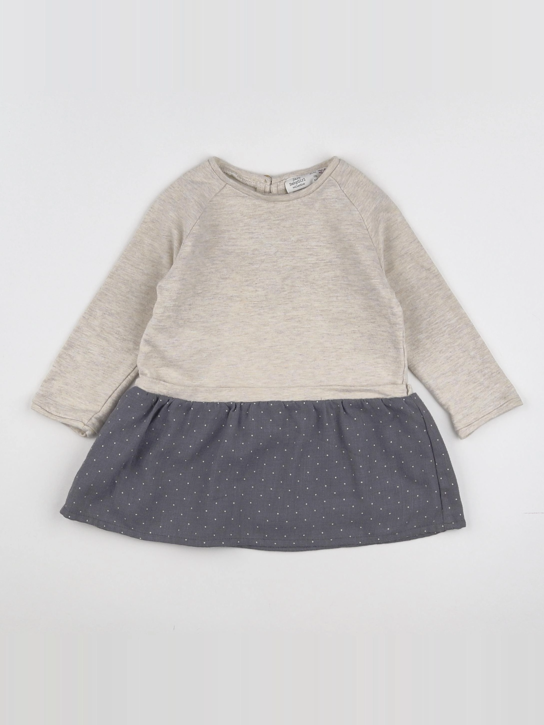 Zara - robe beige, gris - 12/18 mois