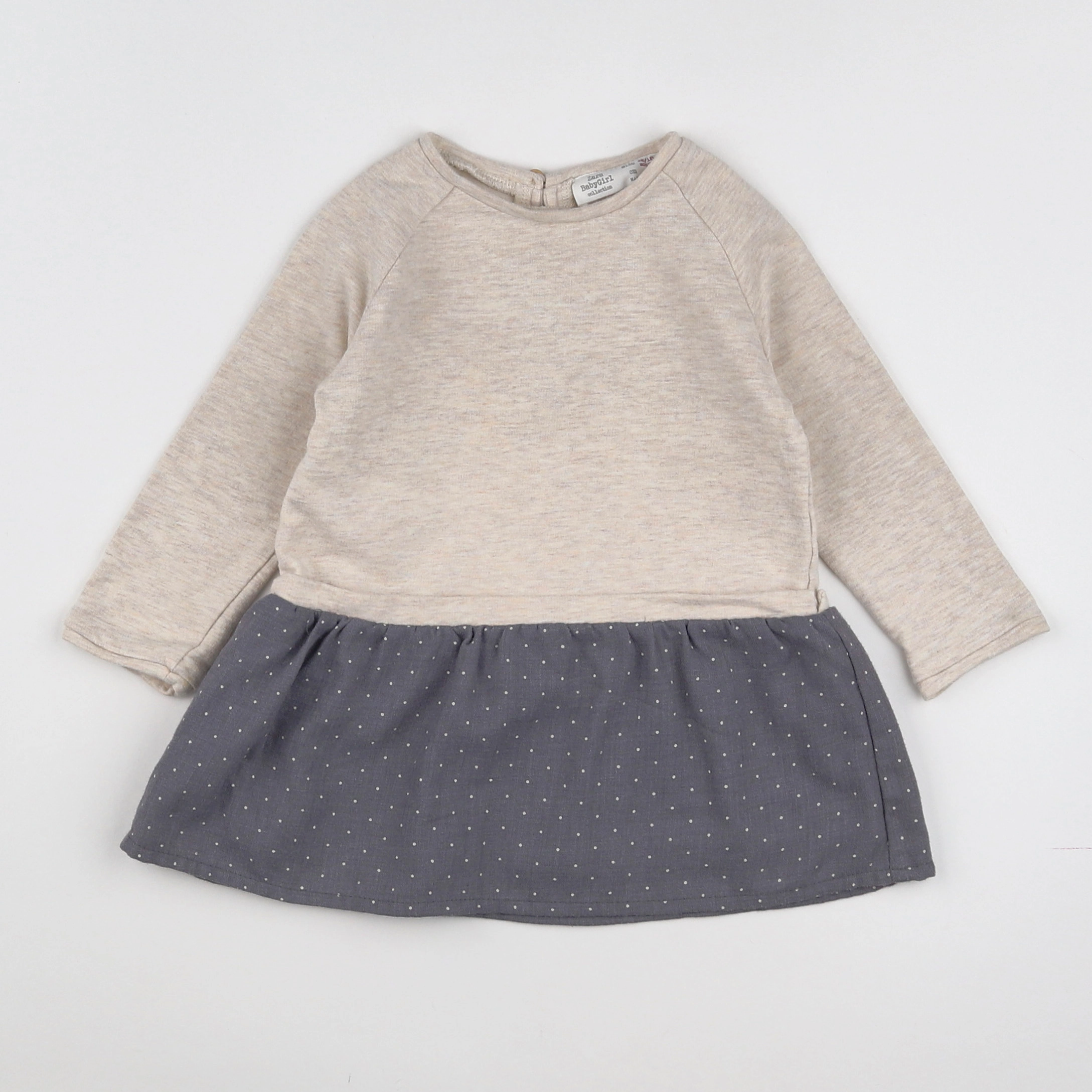 Zara - robe beige, gris - 12/18 mois