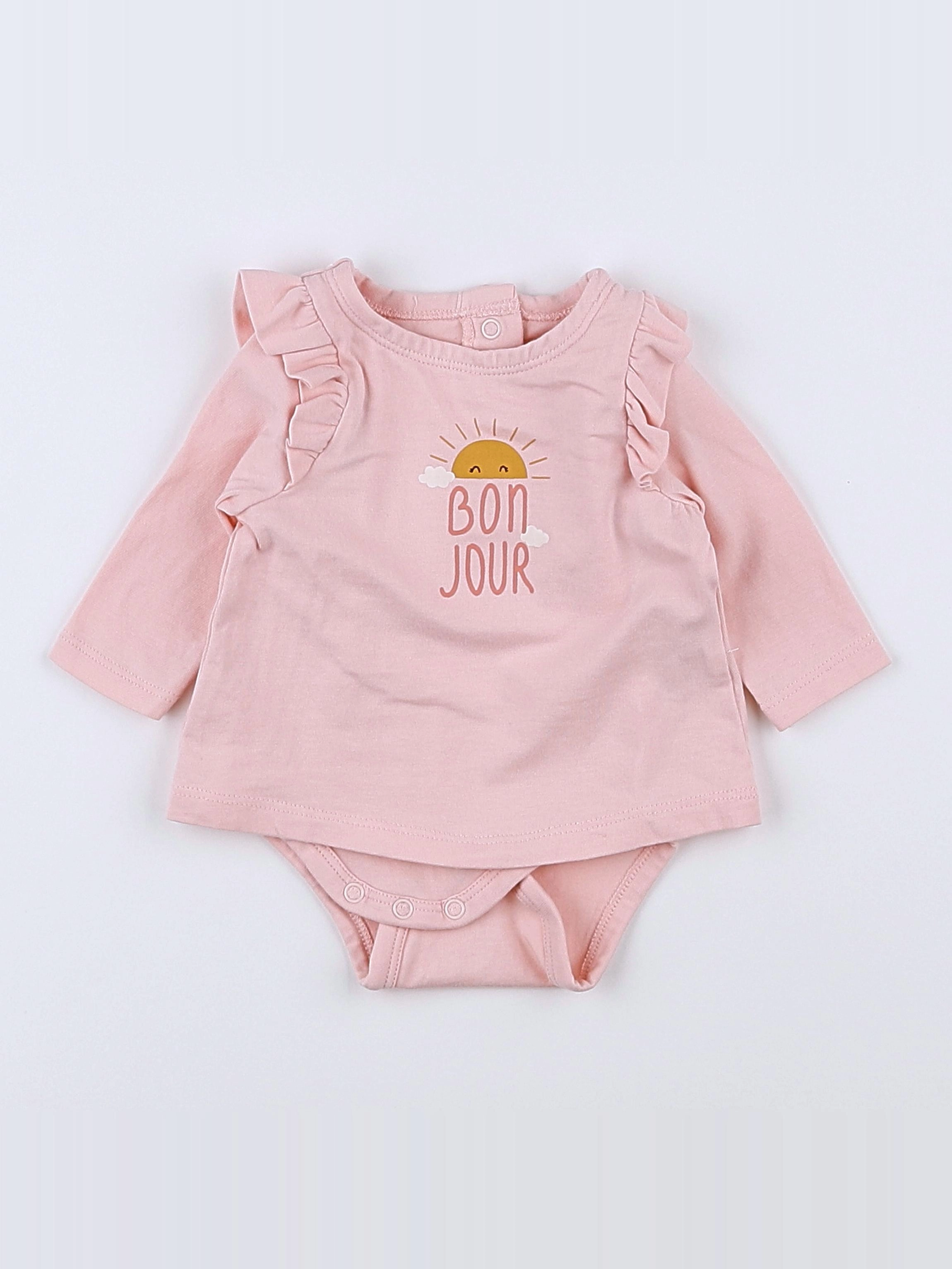 Vertbaudet - body vetement coton rose - 1 mois