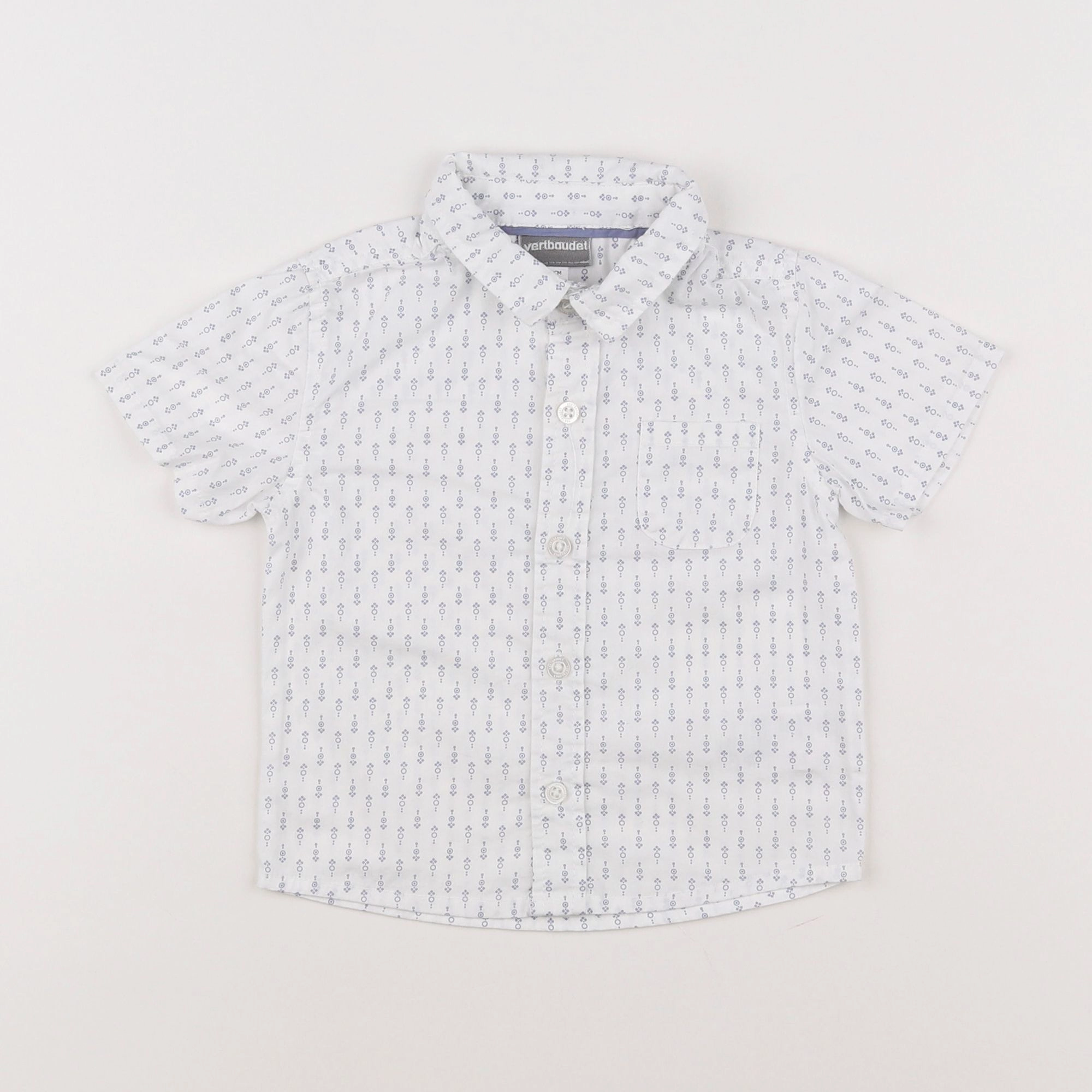 Vertbaudet - chemise blanc, bleu - 12 mois