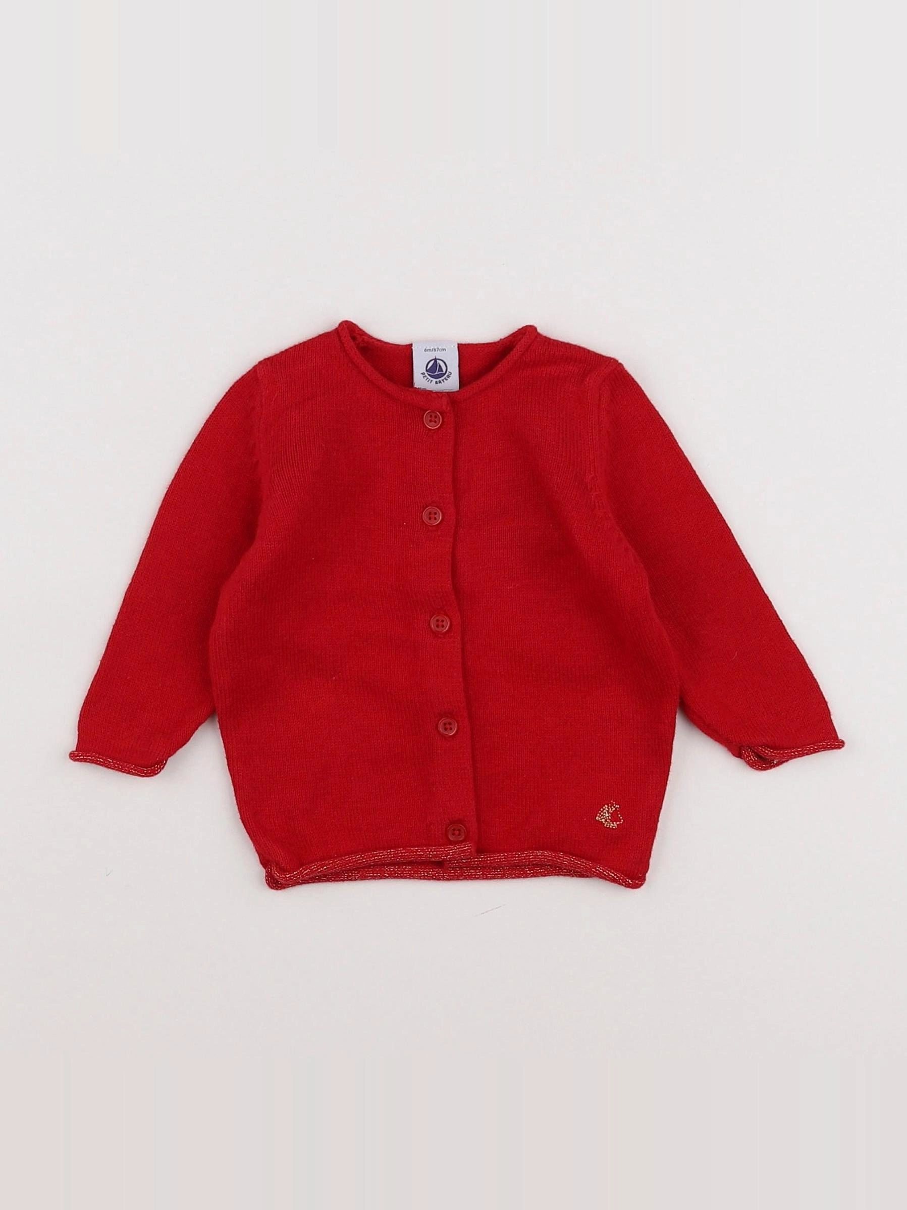 Petit Bateau - gilet rouge, or - 6 mois