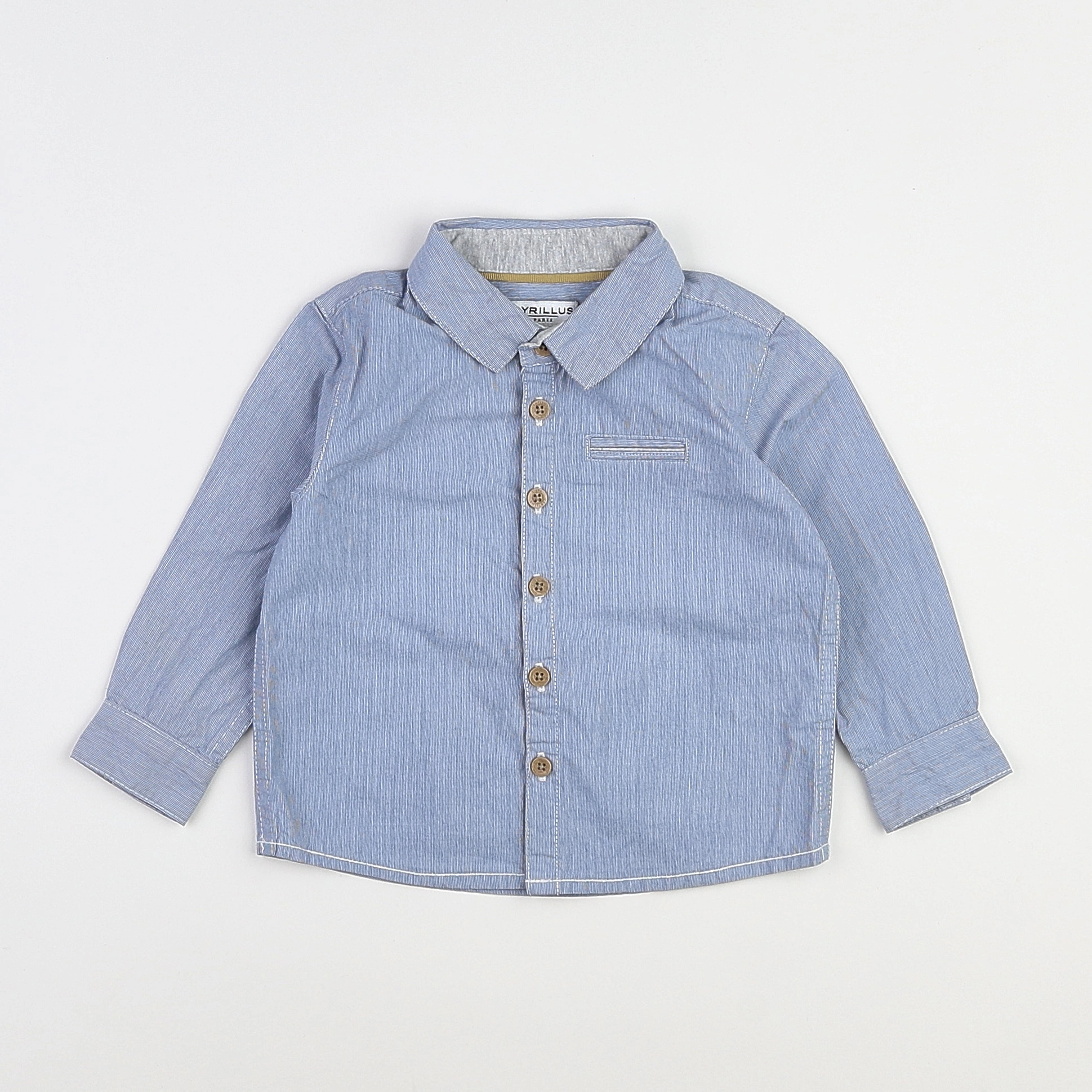 Cyrillus - chemise imprimé au dos blanc, bleu - 9 mois