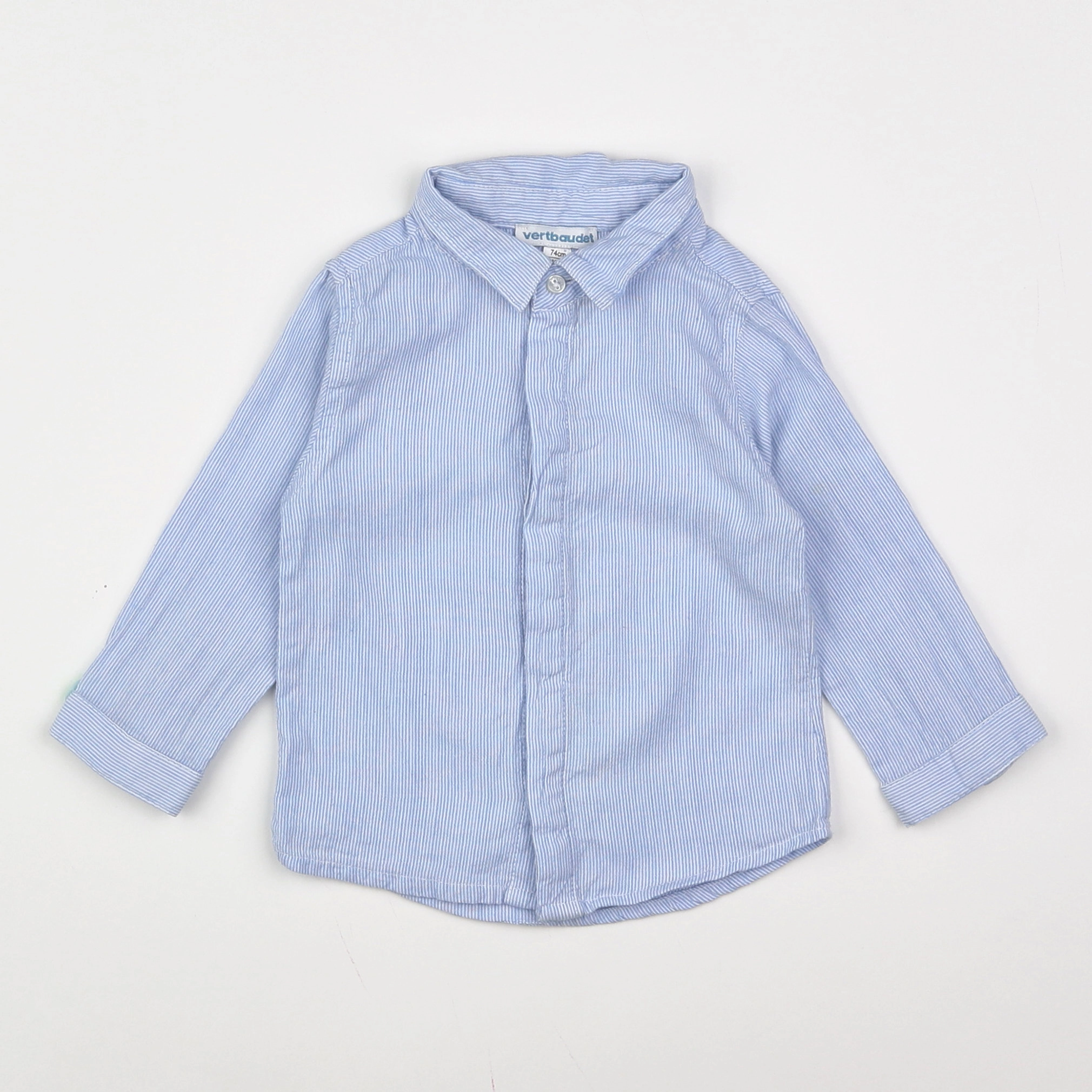 Vertbaudet - chemise bleu, blanc - 12 mois