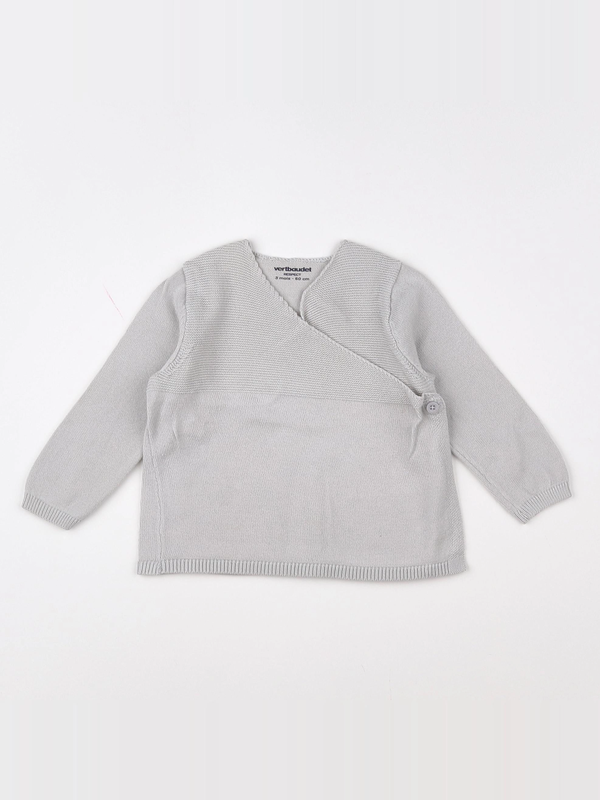 Vertbaudet - pull gris - 3 mois