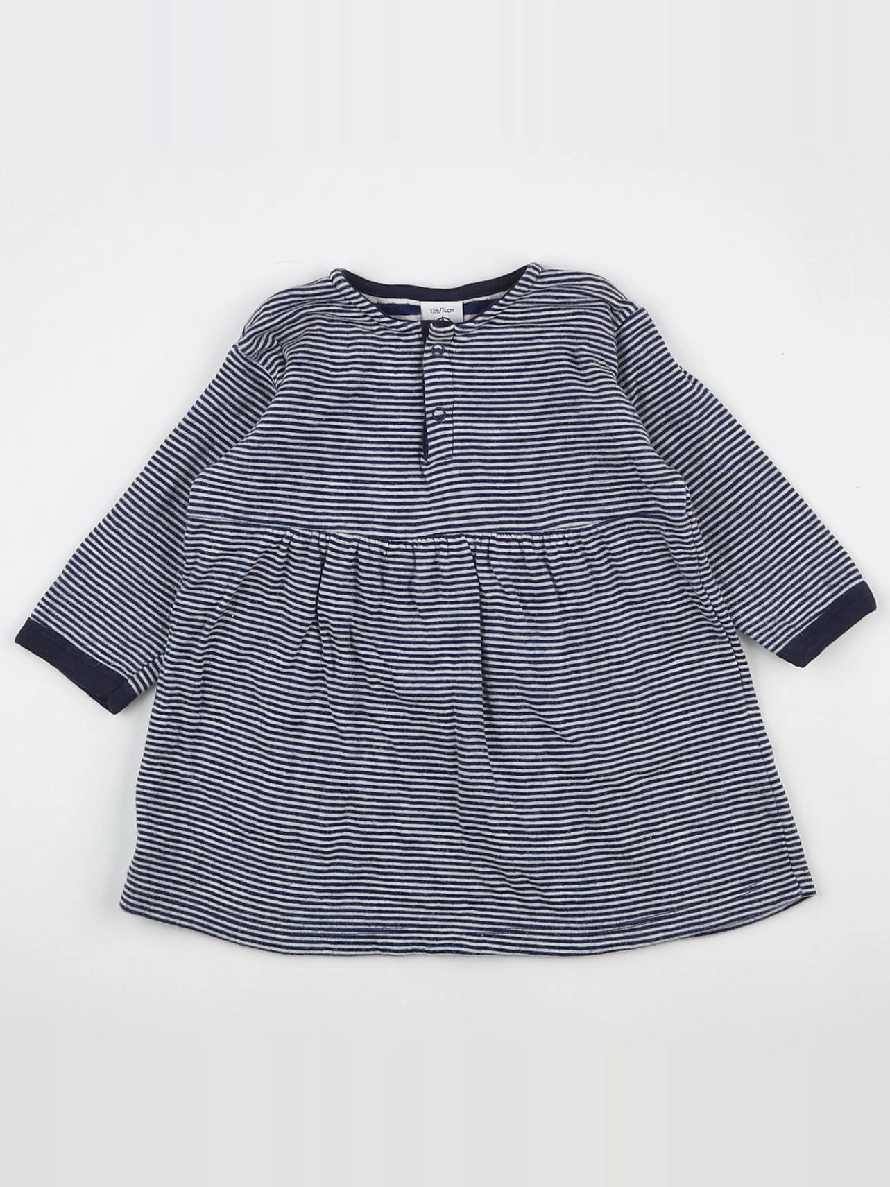 Petit Bateau - robe bleu - 12 mois