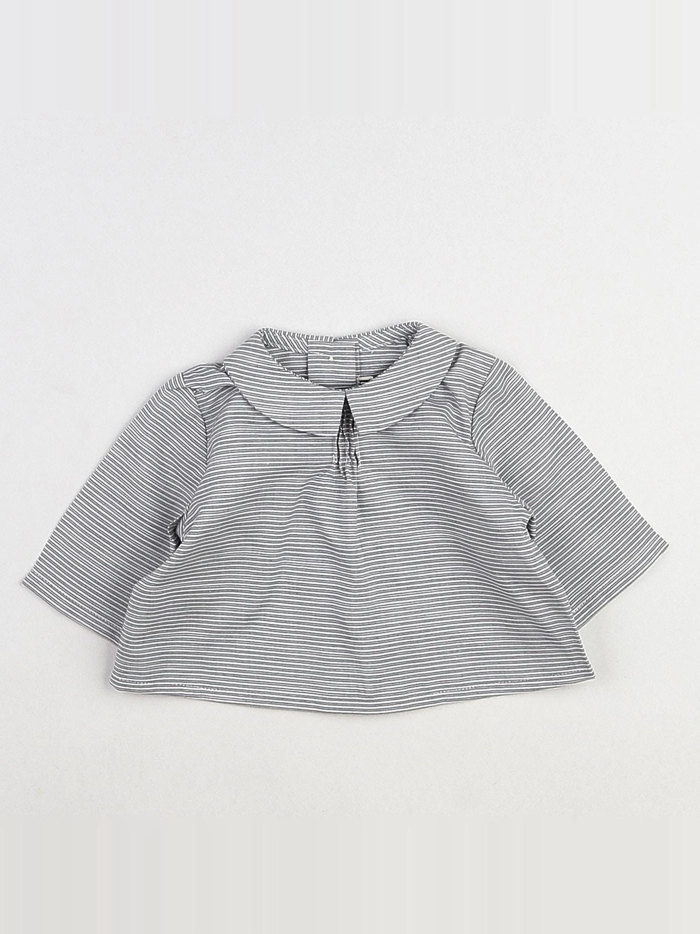 Bonton - blouse blanc, gris - 1 mois
