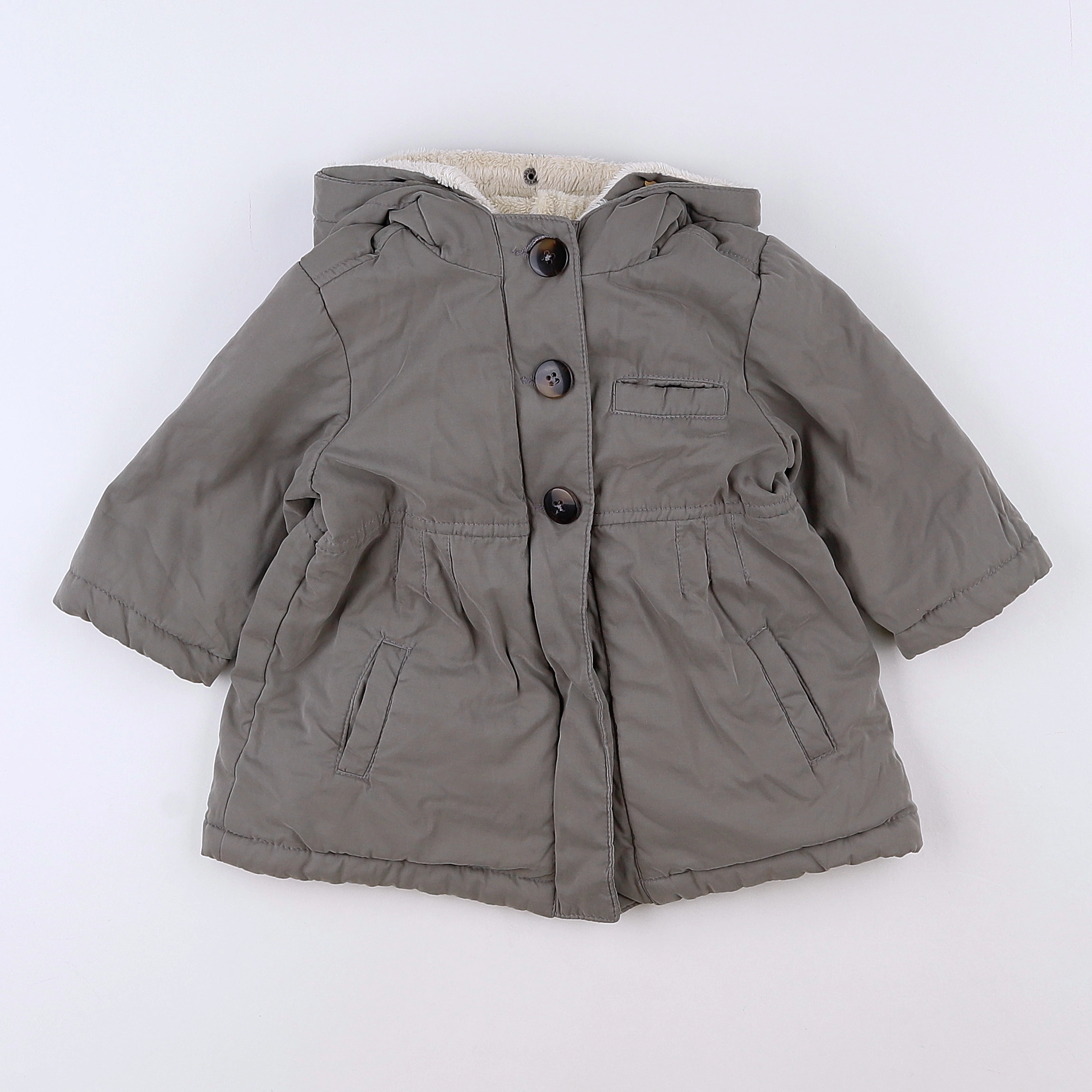 Vertbaudet - manteau gris - 12 mois