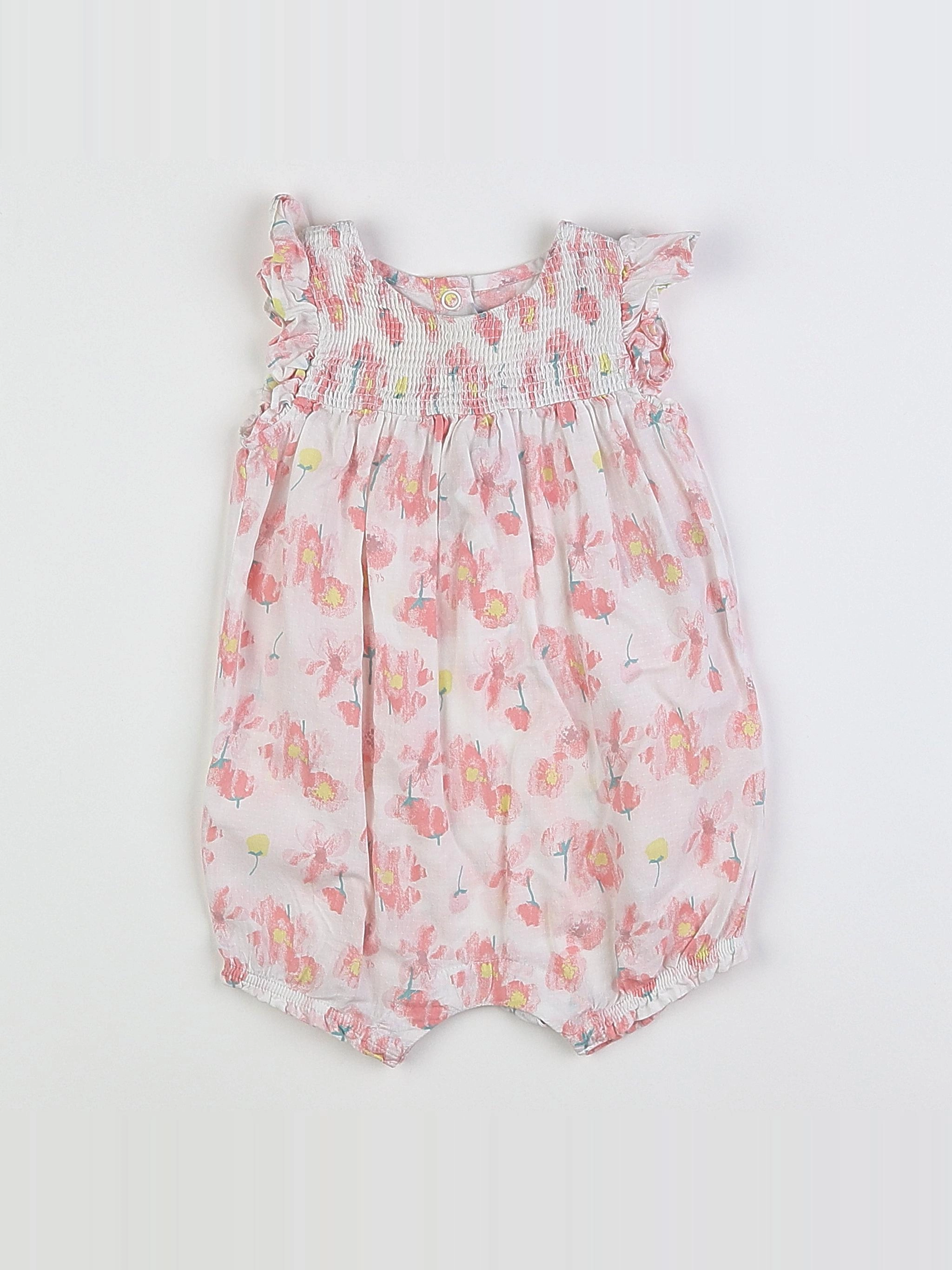 Petit Bateau - combinaison blanc, rose - 6 mois