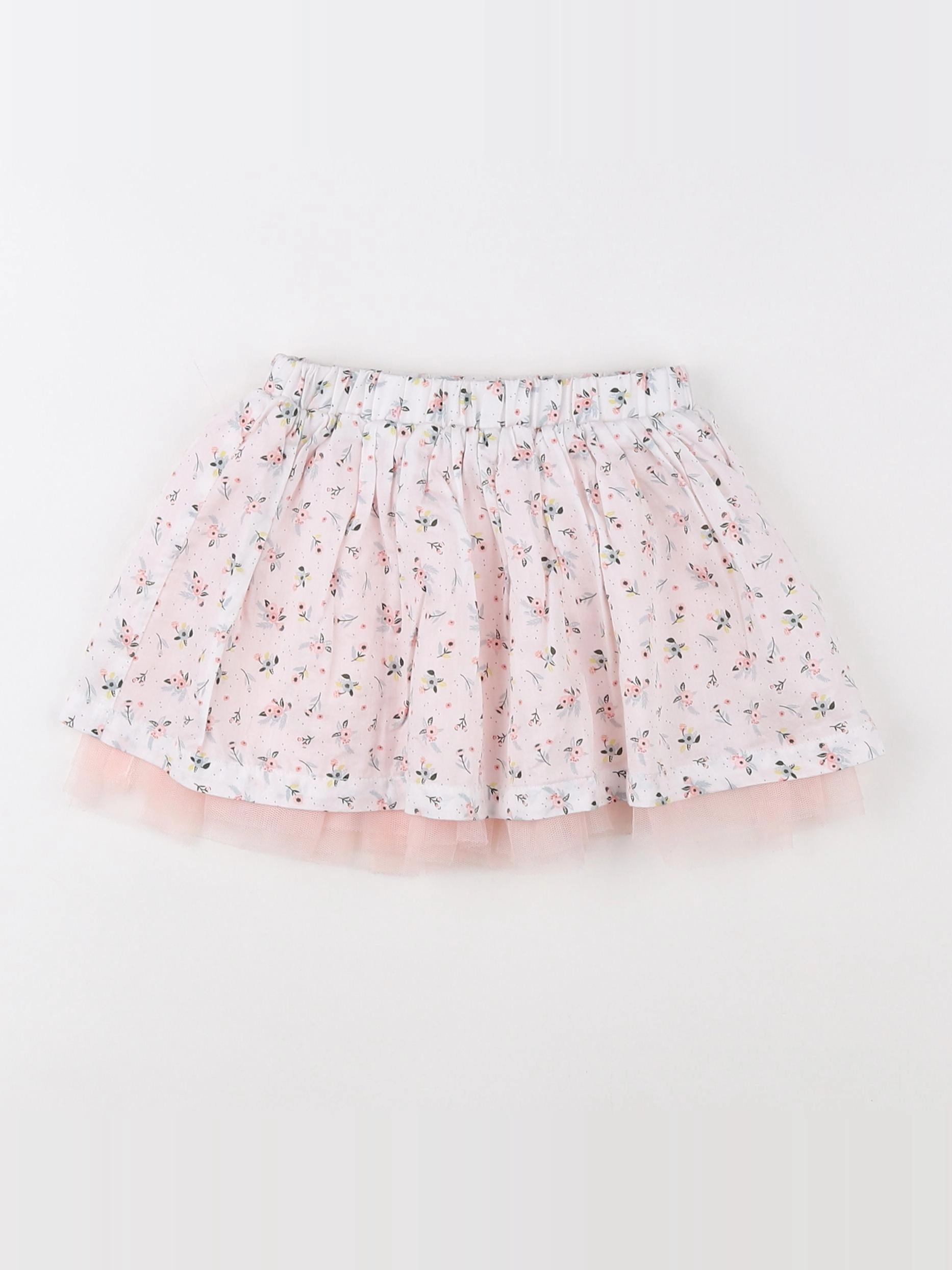 Vertbaudet - jupe blanc, rose - 18 mois