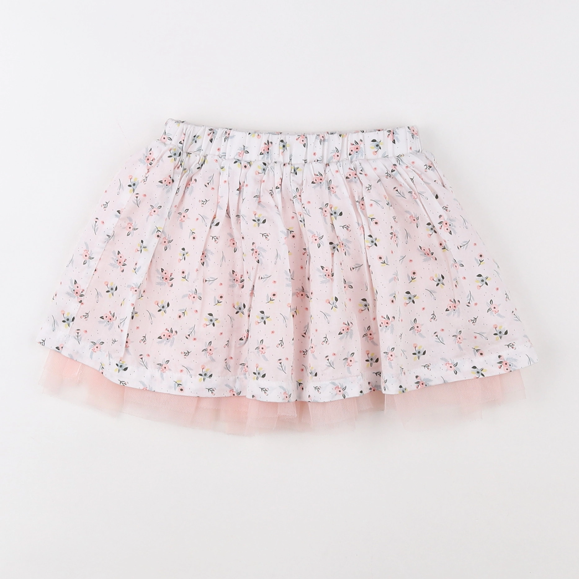 Vertbaudet - jupe blanc, rose - 18 mois