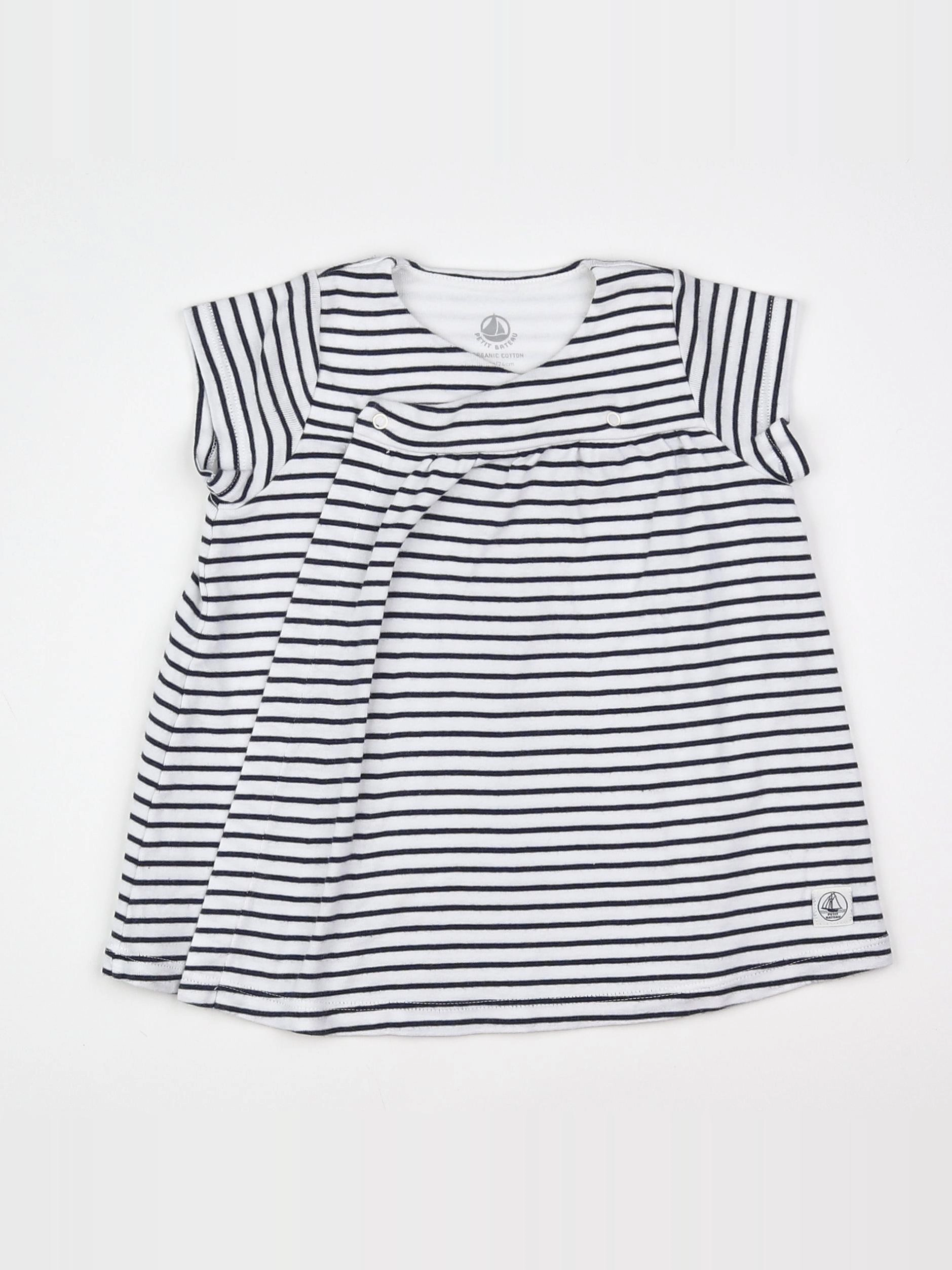 Petit Bateau - robe blanc, bleu - 12 mois