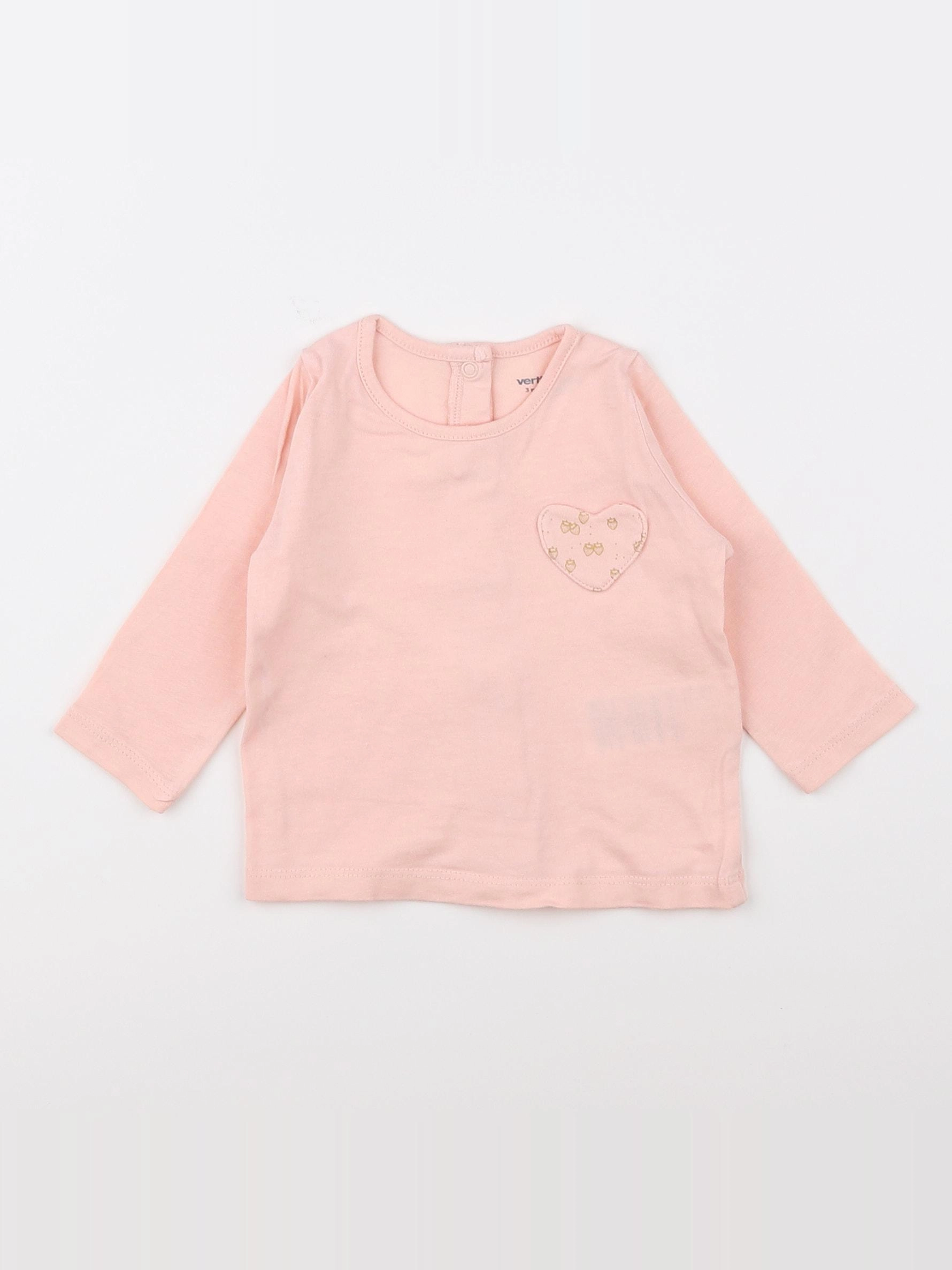 Vertbaudet - tee-shirt rose - 3 mois