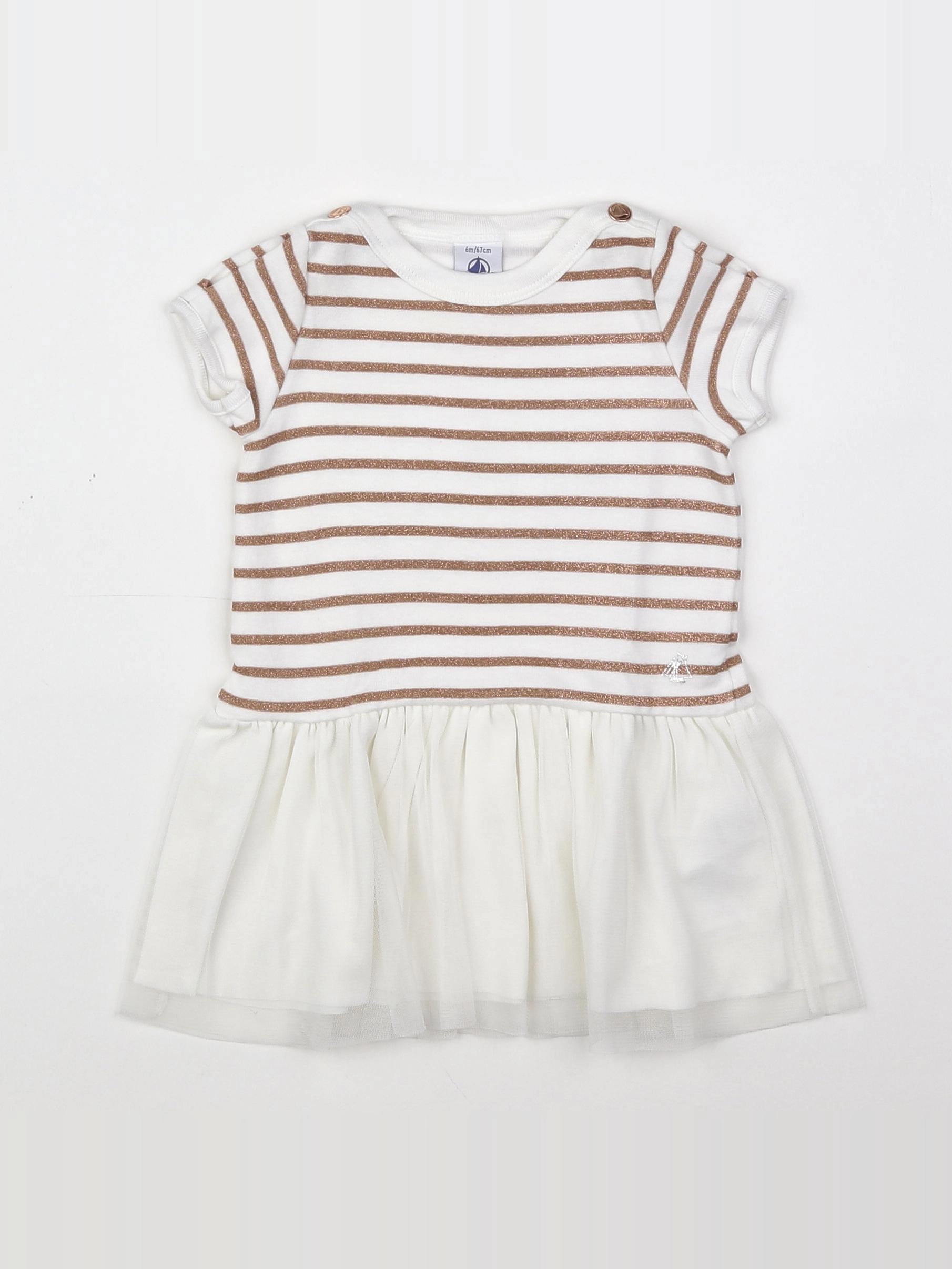 Petit Bateau - robe blanc, bronze - 6 mois