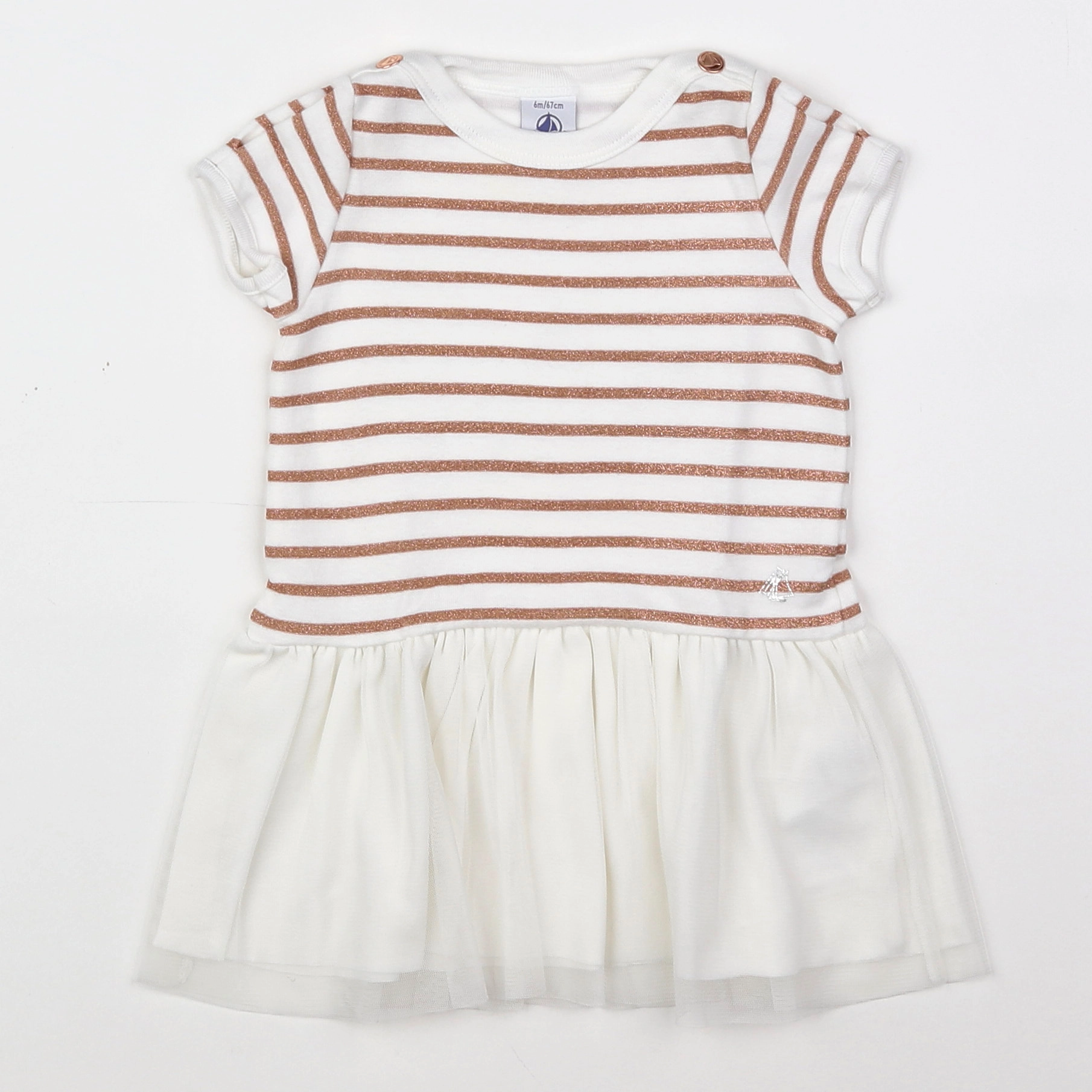 Petit Bateau - robe blanc, bronze - 6 mois