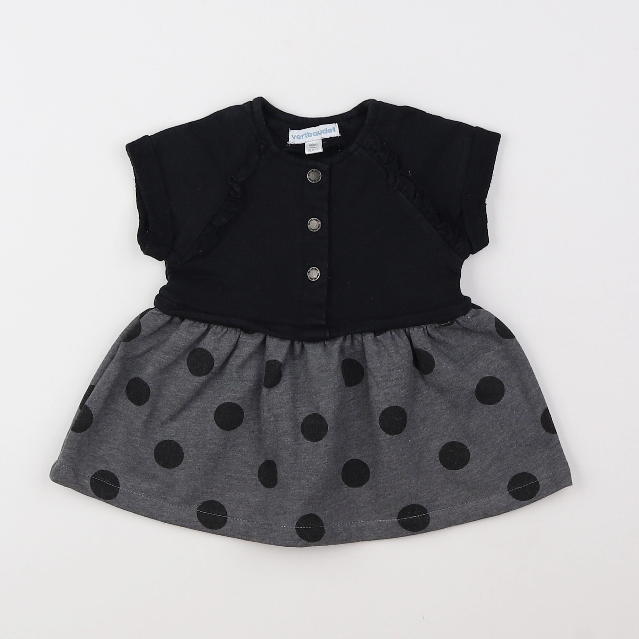 Vertbaudet - robe gris, noir - 3 mois