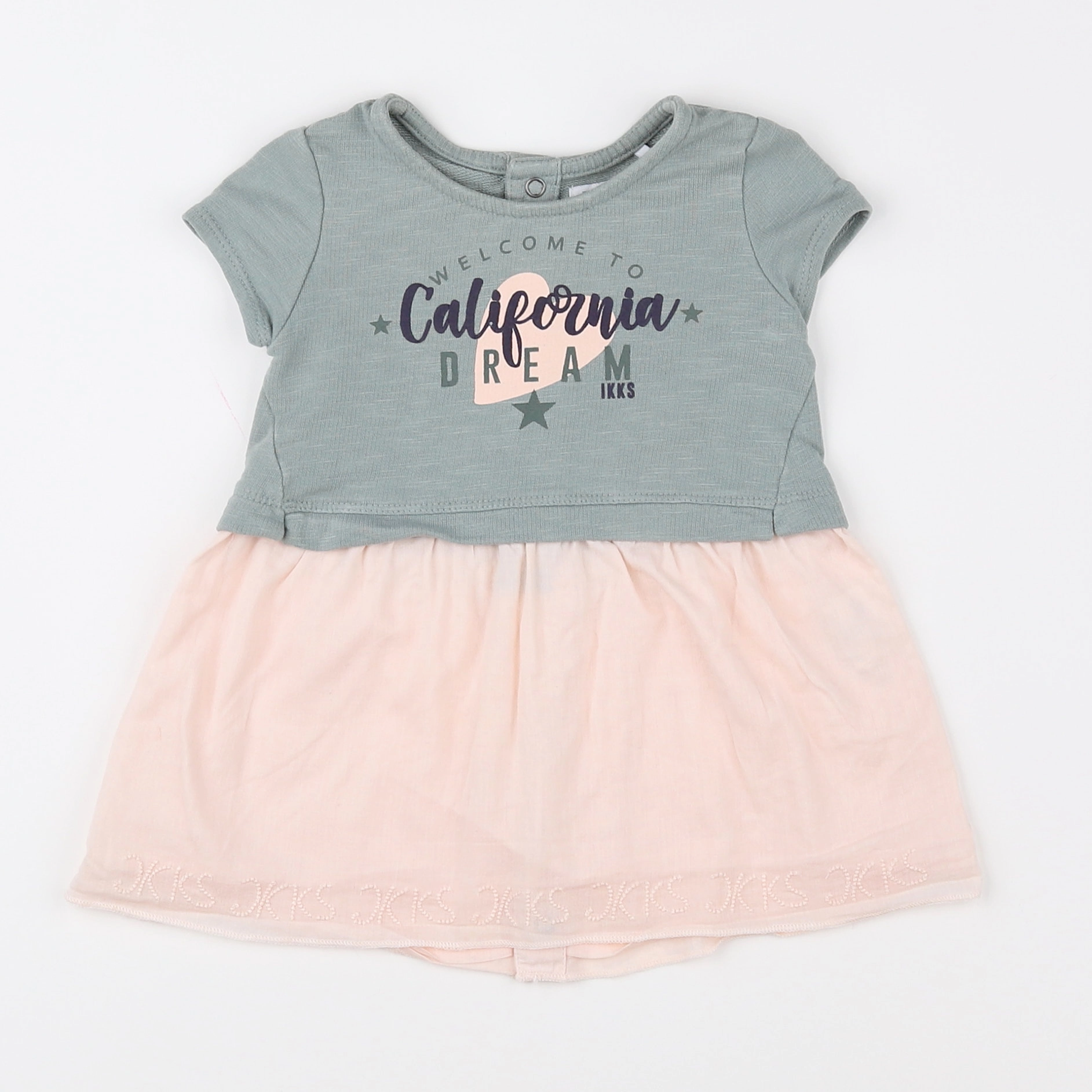 IKKS - robe vert, rose - 6 mois