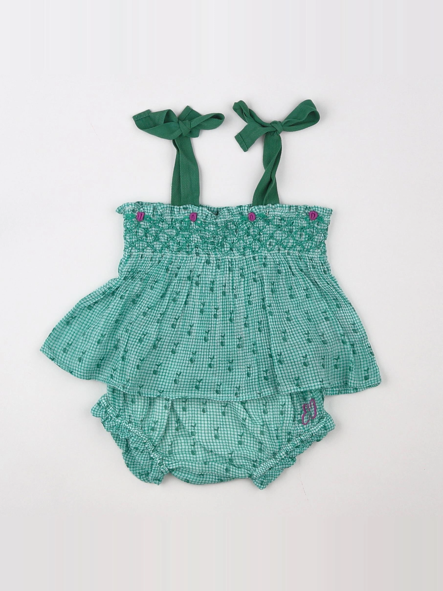 Emile et Ida - ensemble vert - 3 mois