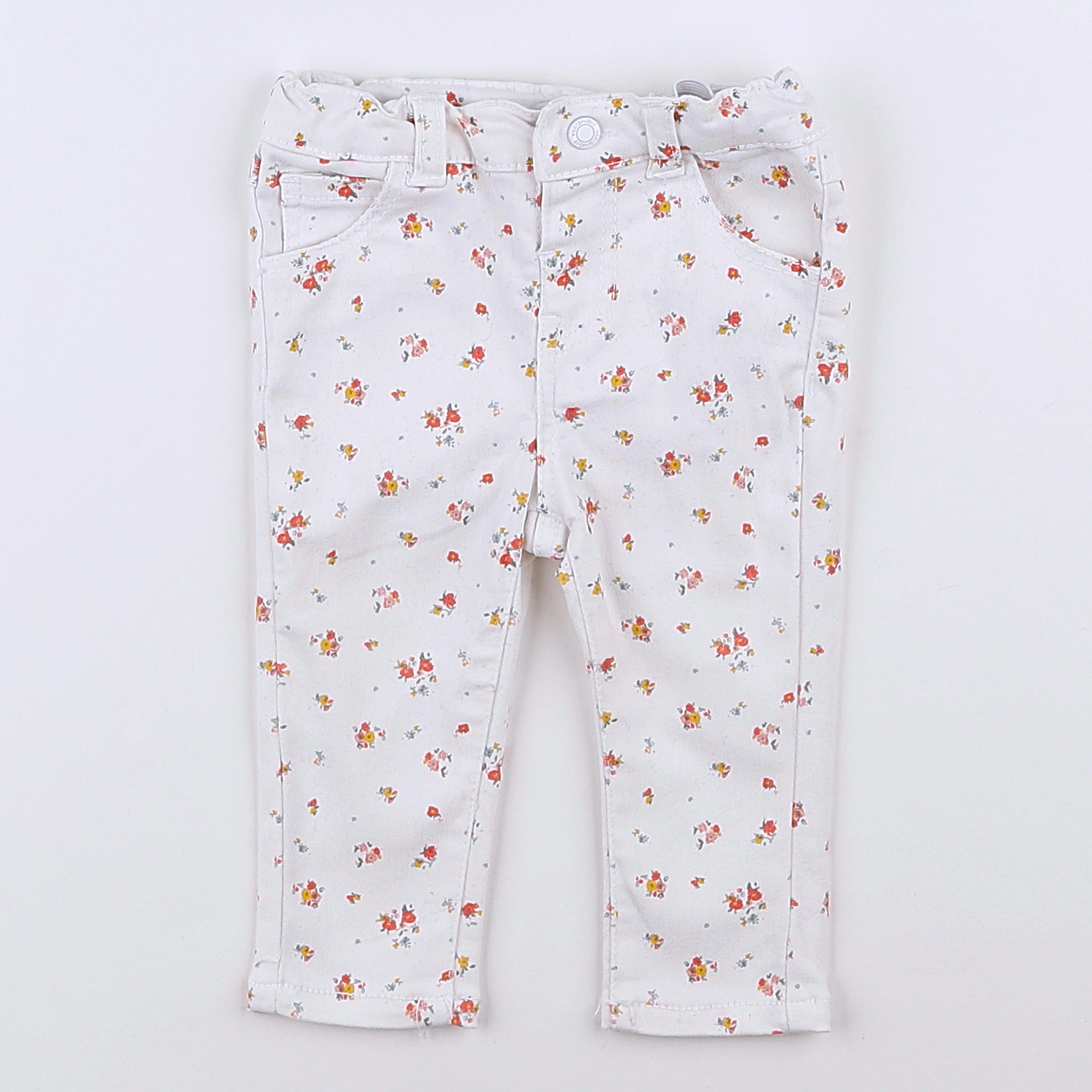 Vertbaudet - jean blanc, multicolore - 9 mois