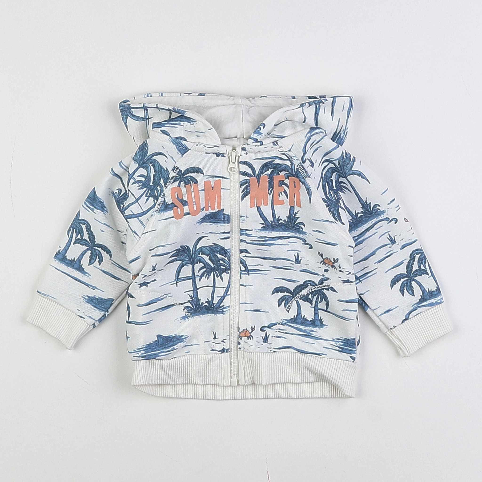 Tape à l'oeil - sweat blanc, bleu - 3 mois