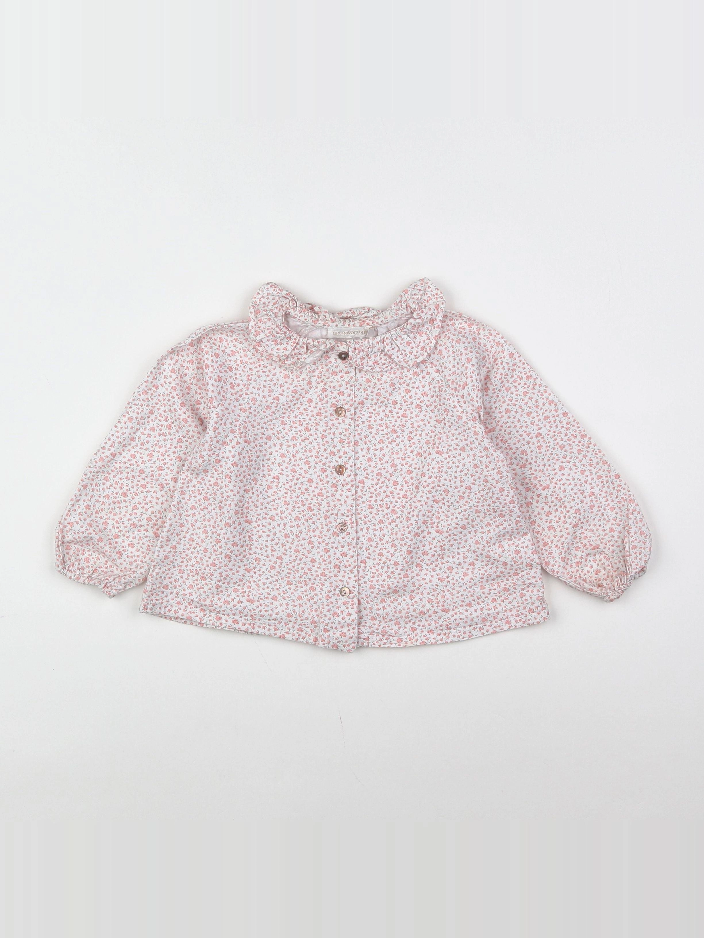 Les Enfantines - blouse rose - 12 mois