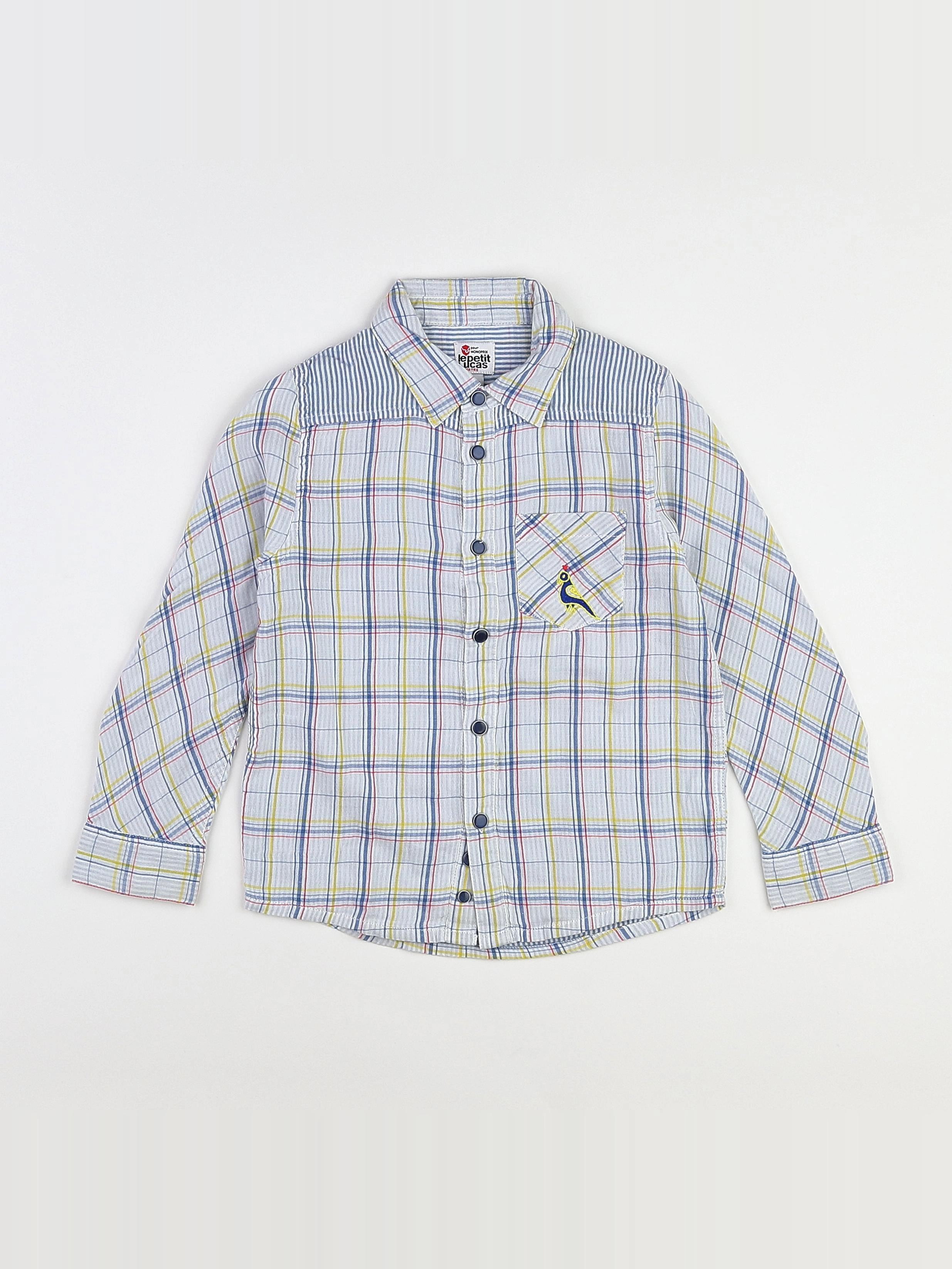 Lucas du Tertre - chemise blanc, bleu - 5/6 ans
