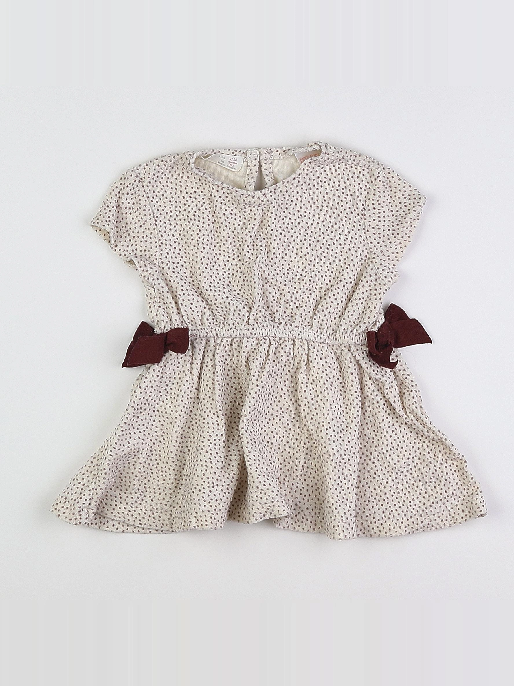 Zara - robe beige, rose - 9/12 mois