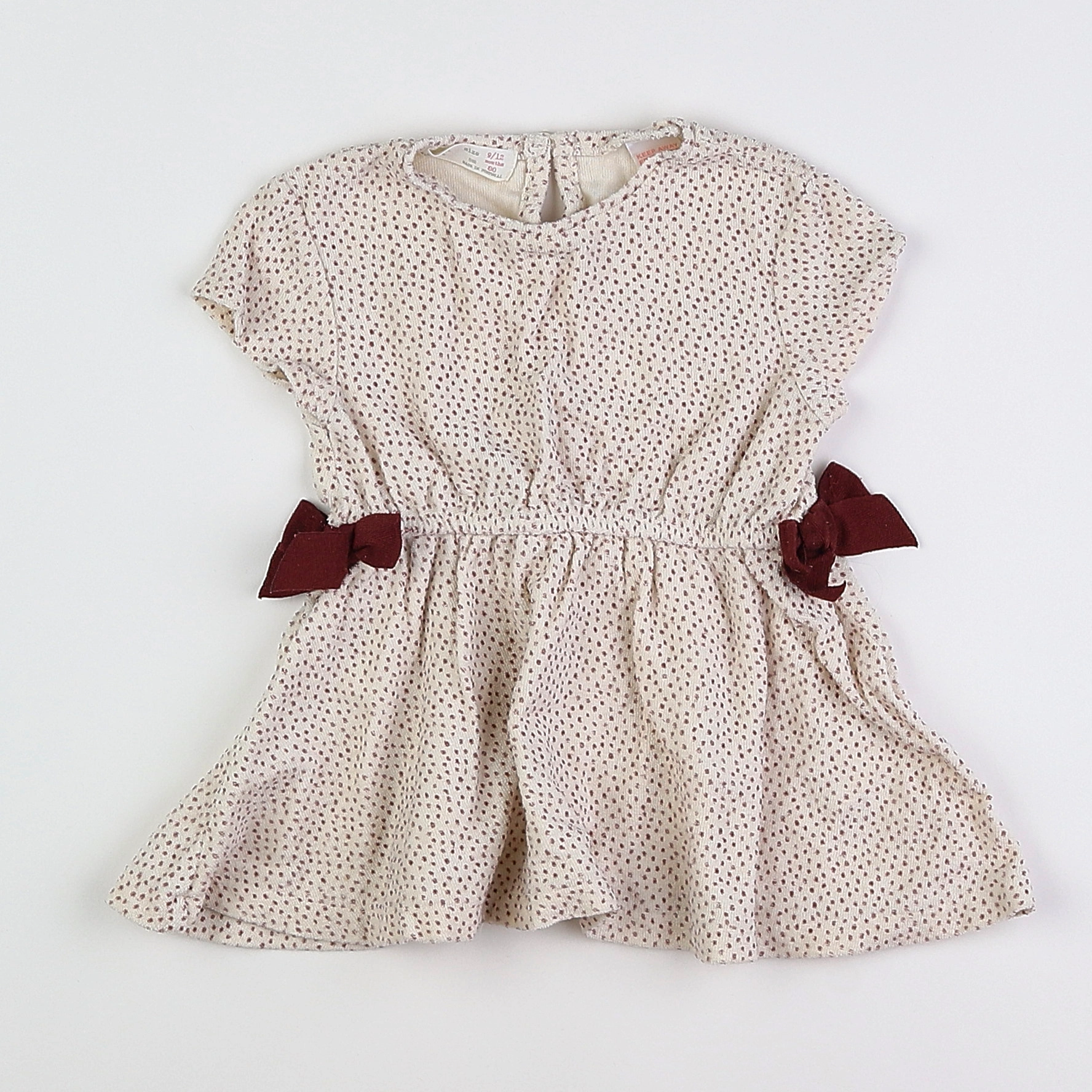 Zara - robe beige, rose - 9/12 mois