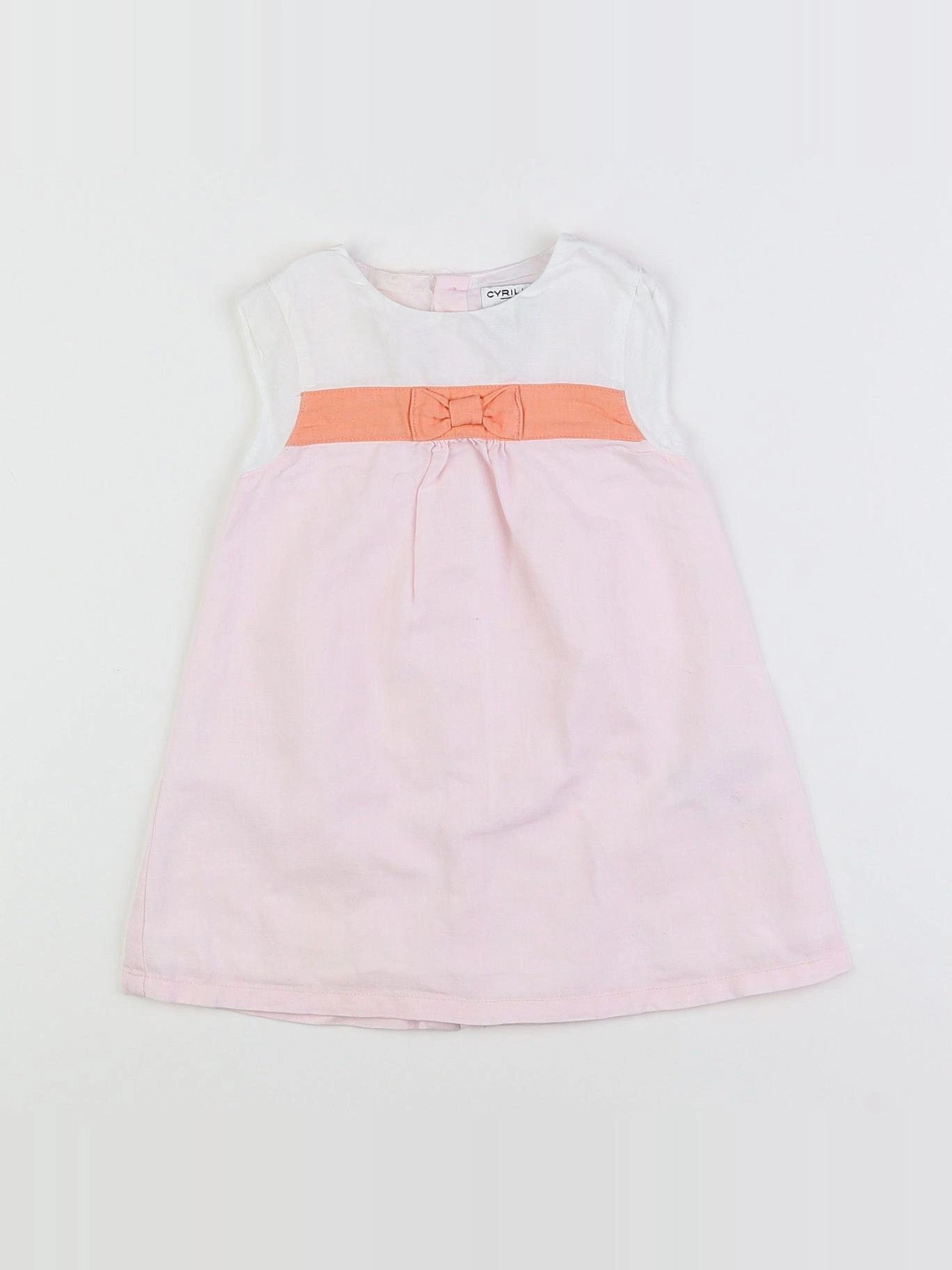 Cyrillus - robe blanc, rose - 12 mois