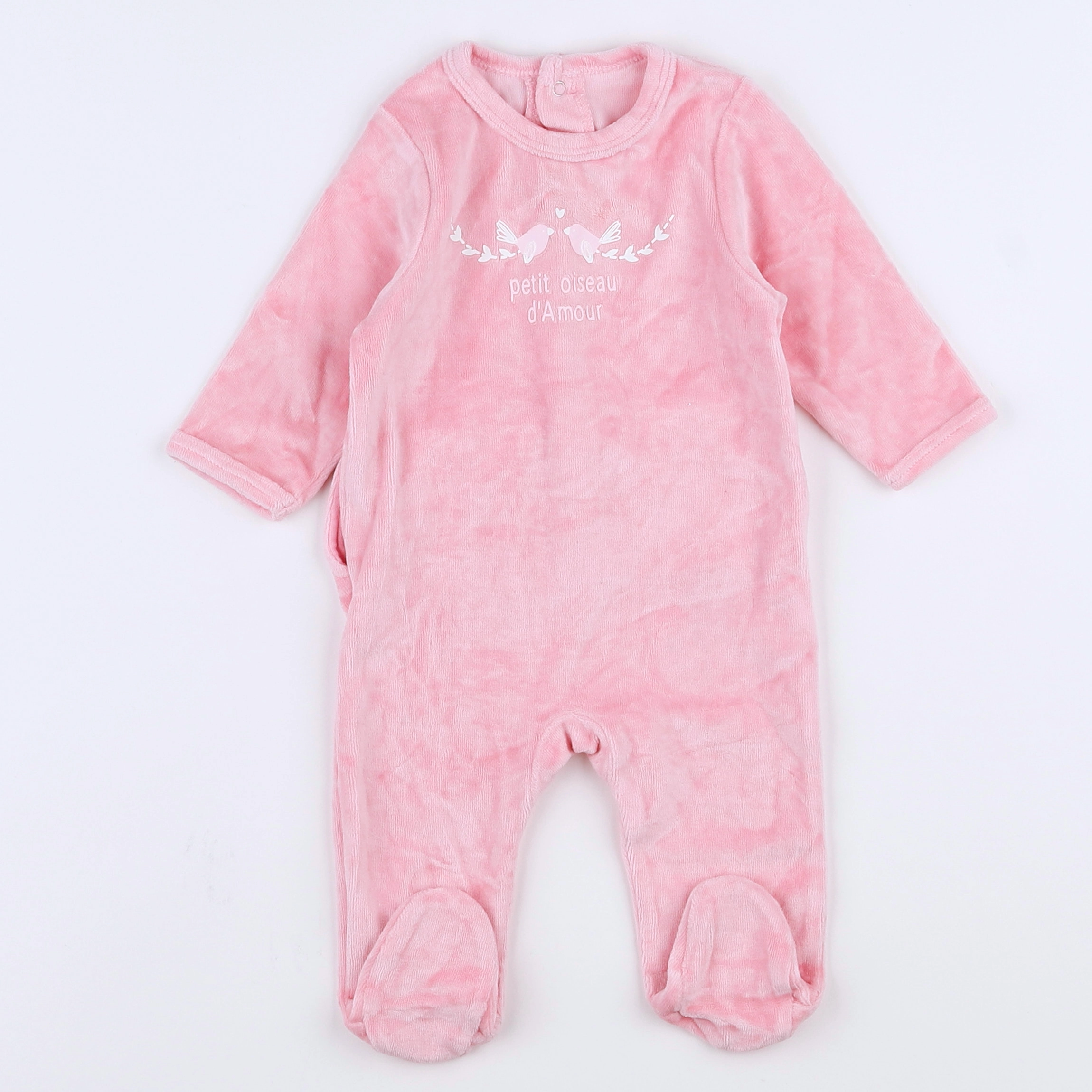 Vertbaudet - pyjama velours rose - 3 mois