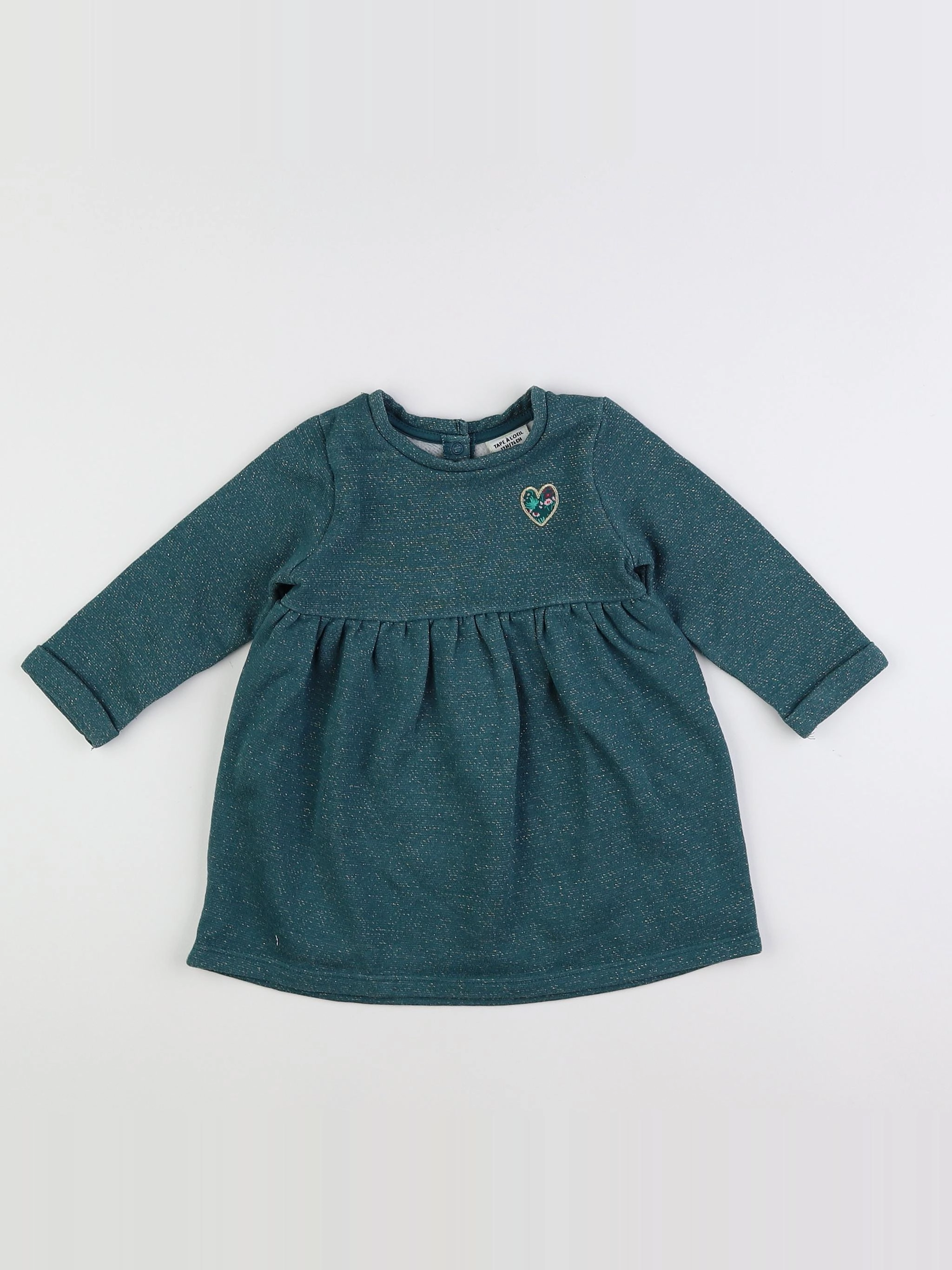 Tape à l'oeil - robe vert, or - 12 mois