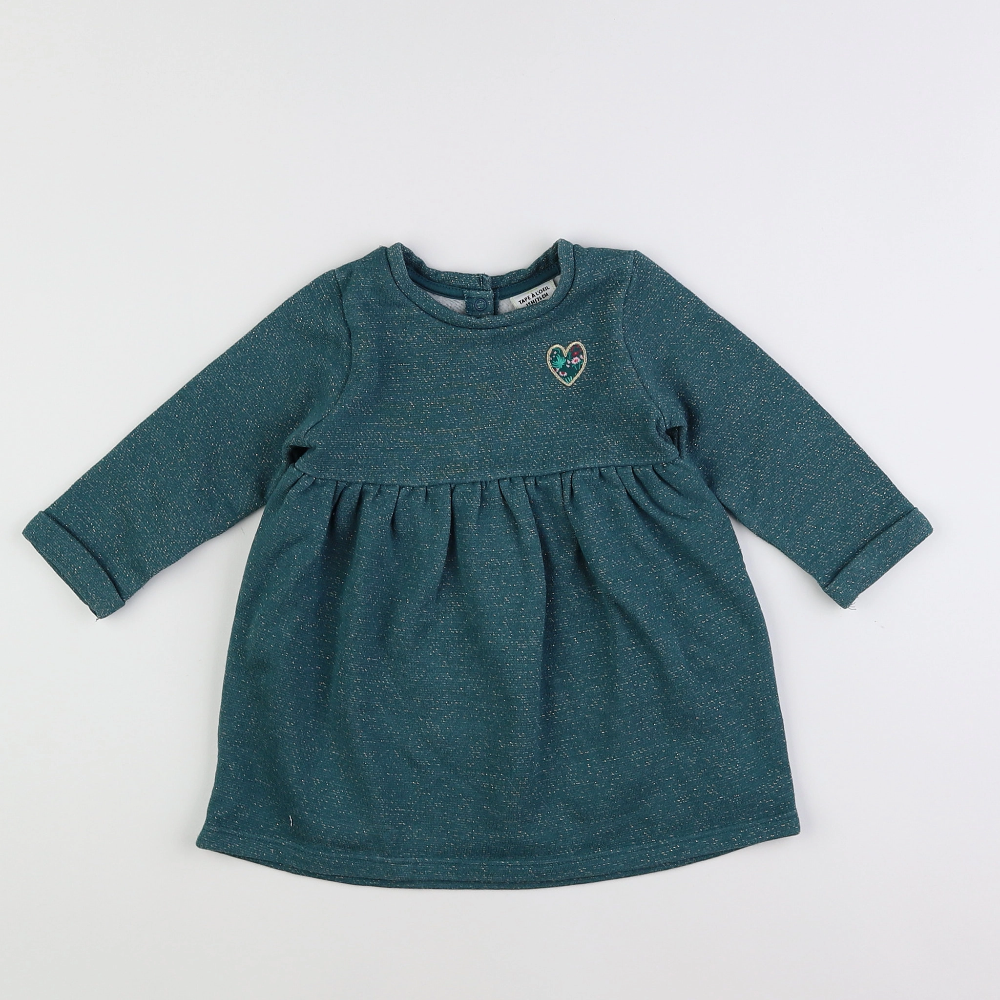 Tape à l'oeil - robe vert, or - 12 mois
