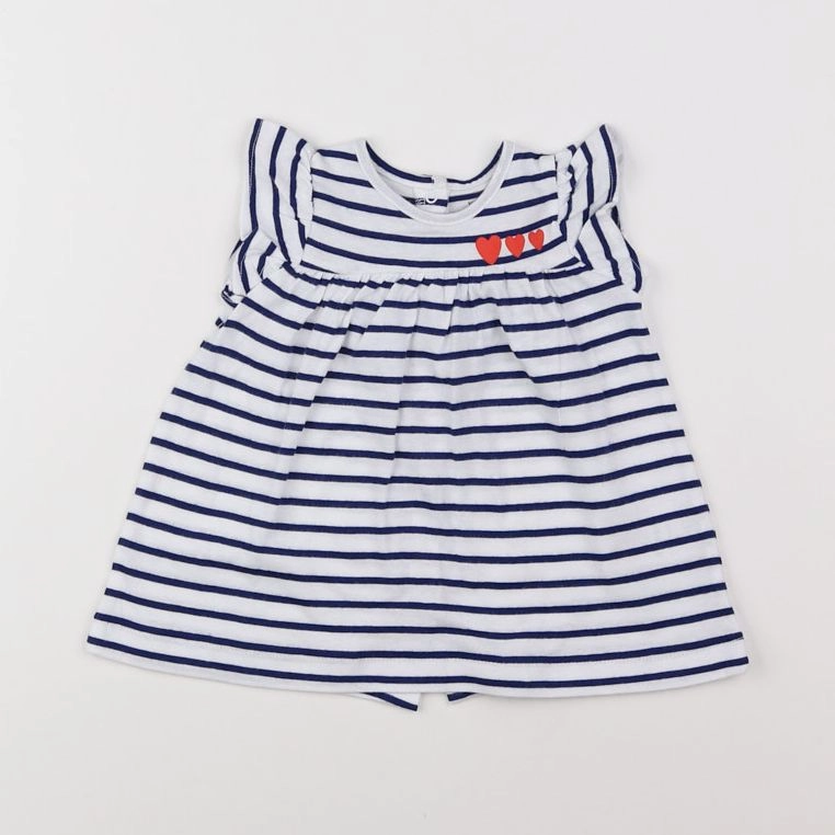 Vertbaudet - robe blanc, bleu - 3 mois