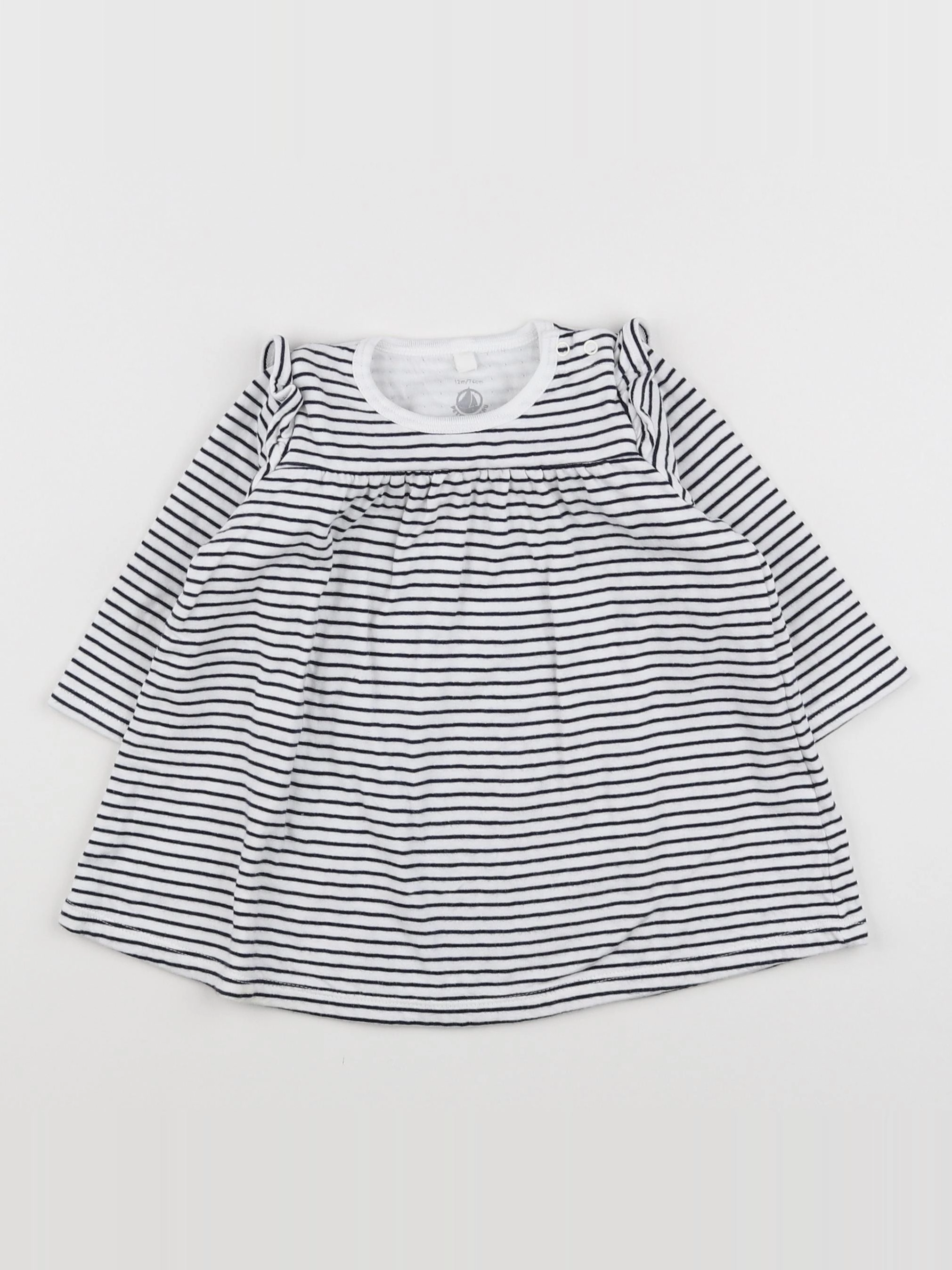 Petit Bateau - robe blanc - 12 mois