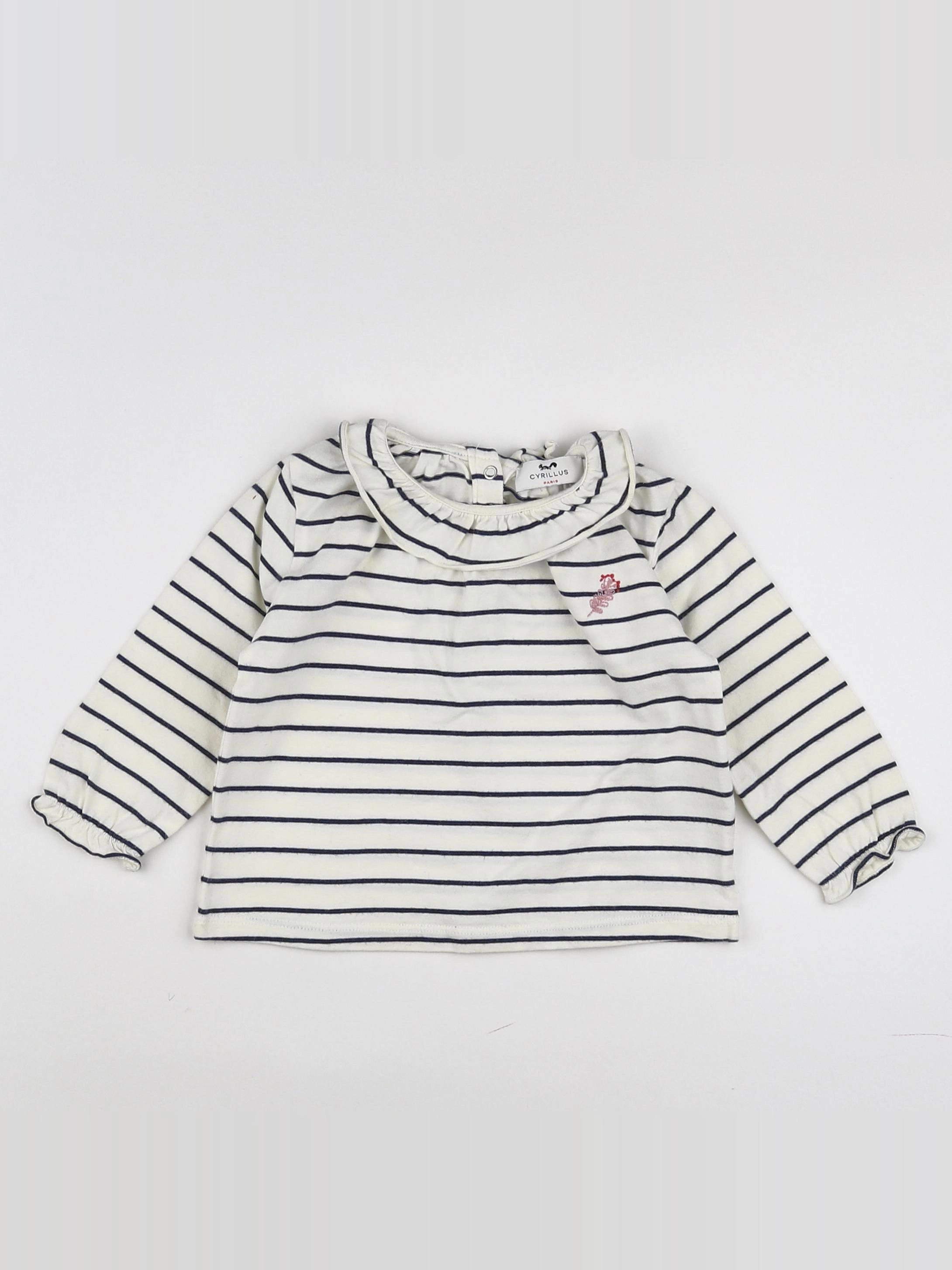 Cyrillus - tee-shirt blanc, bleu - 12 mois