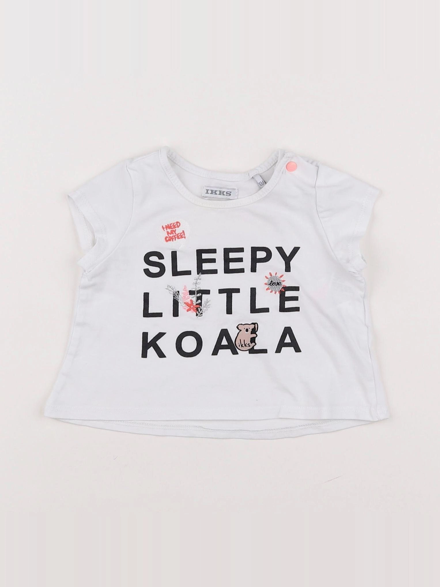 IKKS - tee-shirt blanc, noir - 6 mois