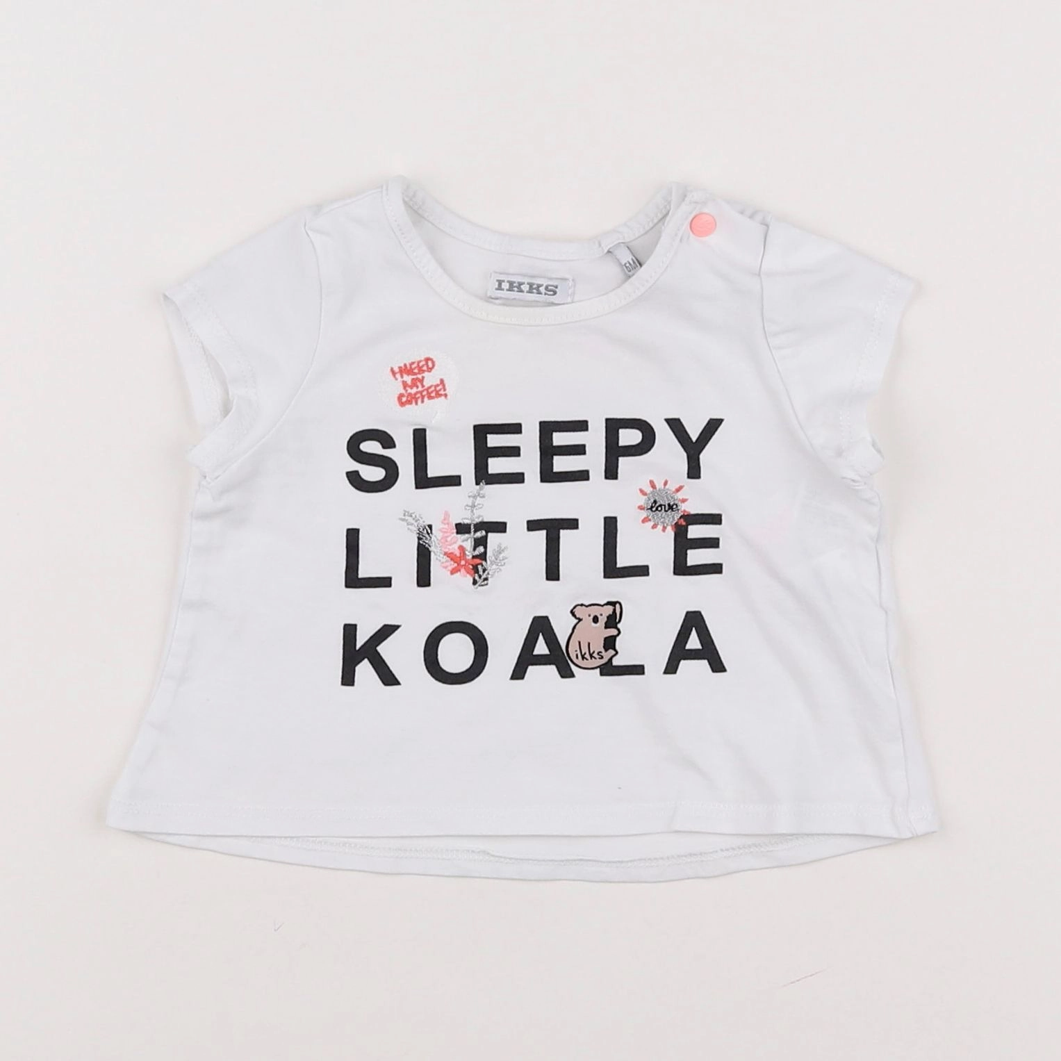 IKKS - tee-shirt blanc, noir - 6 mois