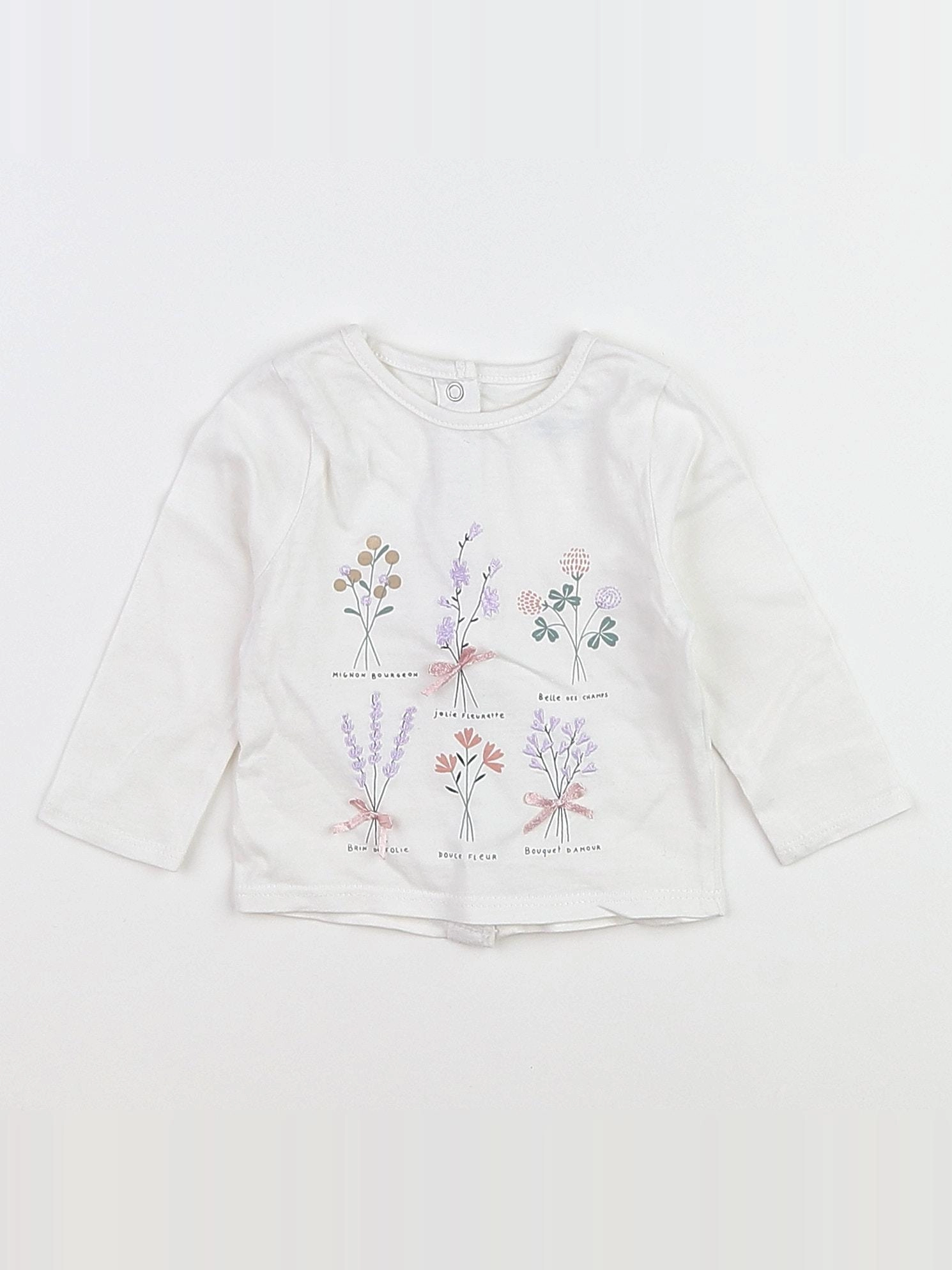 Vertbaudet - tee-shirt blanc, multicolore - 3 mois