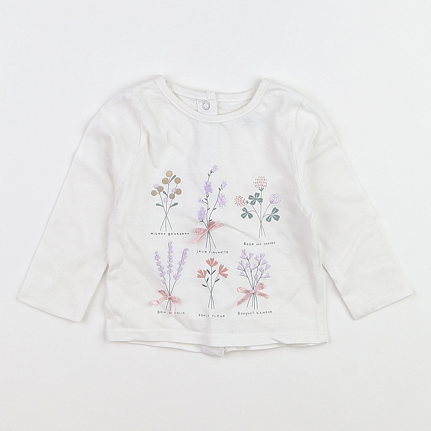 Vertbaudet - tee-shirt blanc, multicolore - 3 mois