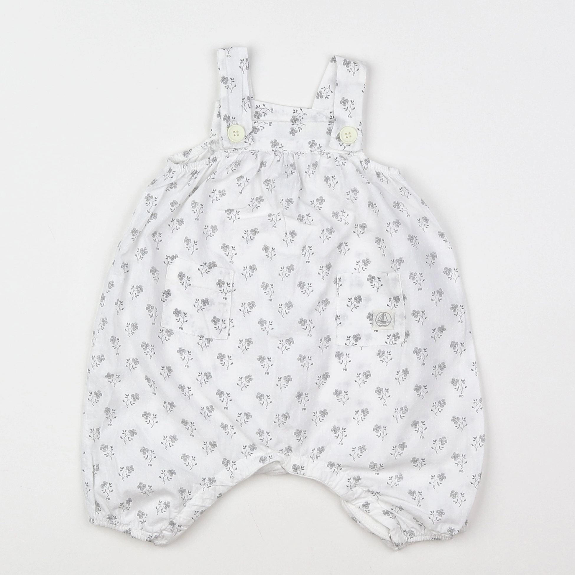 Petit Bateau - salopette blanc - 3 mois