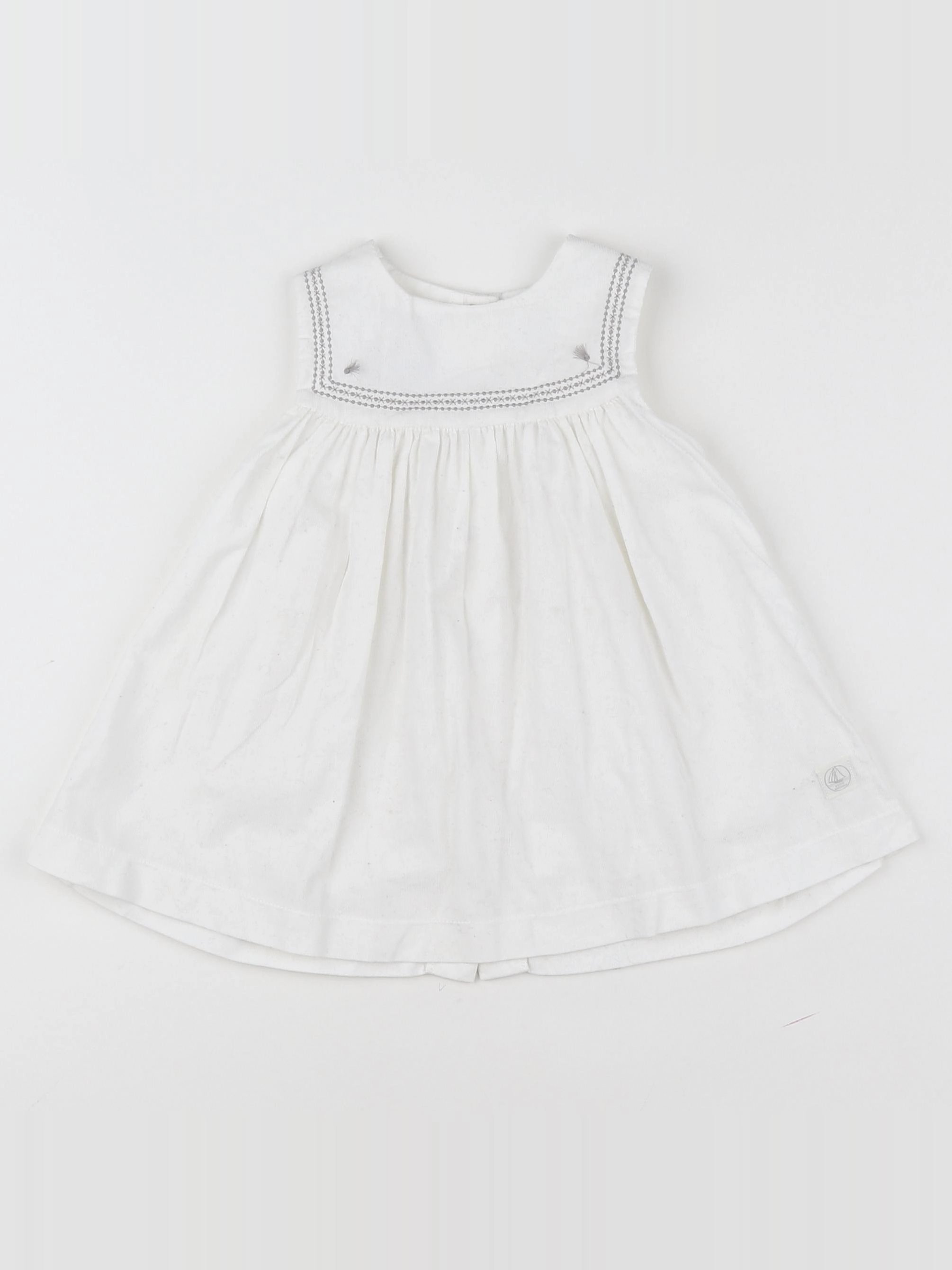 Petit Bateau - robe blanc - 12 mois