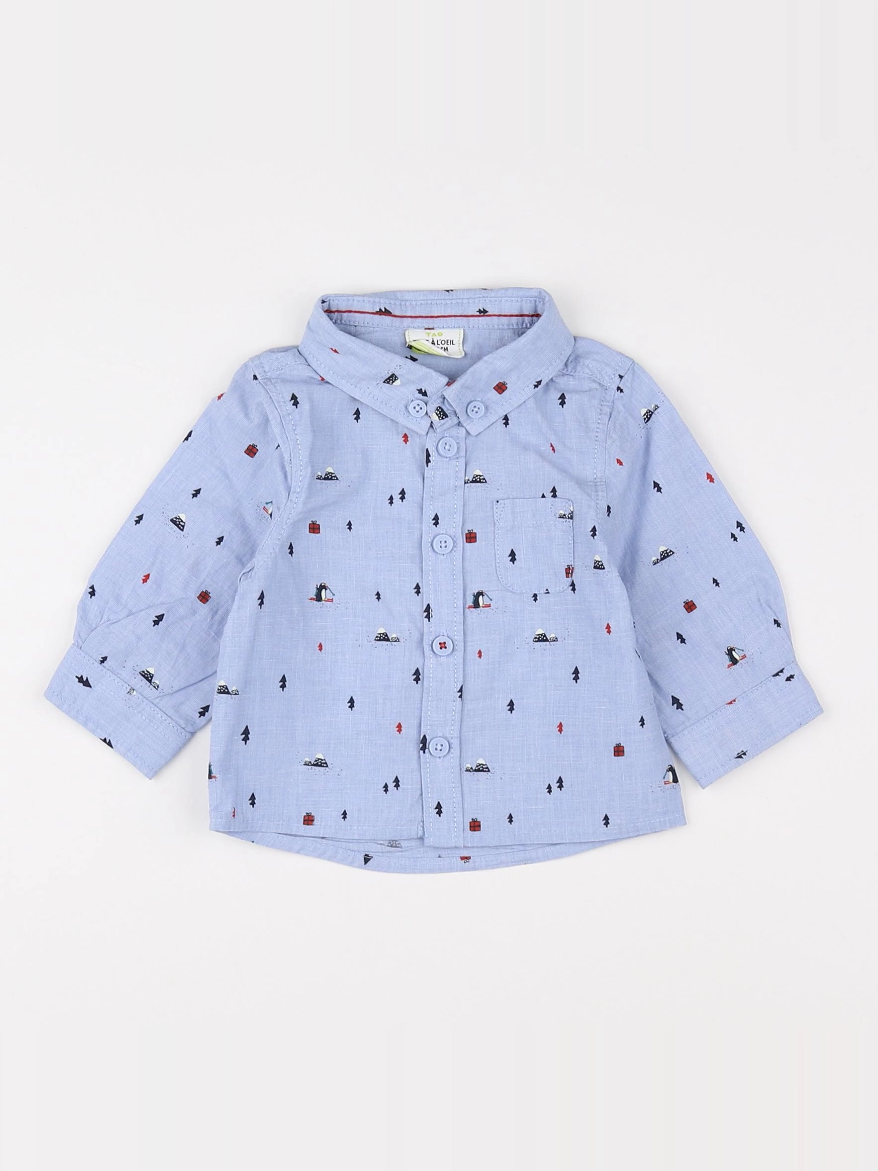 Tape à l'oeil - chemise bleu, rouge - 3 mois