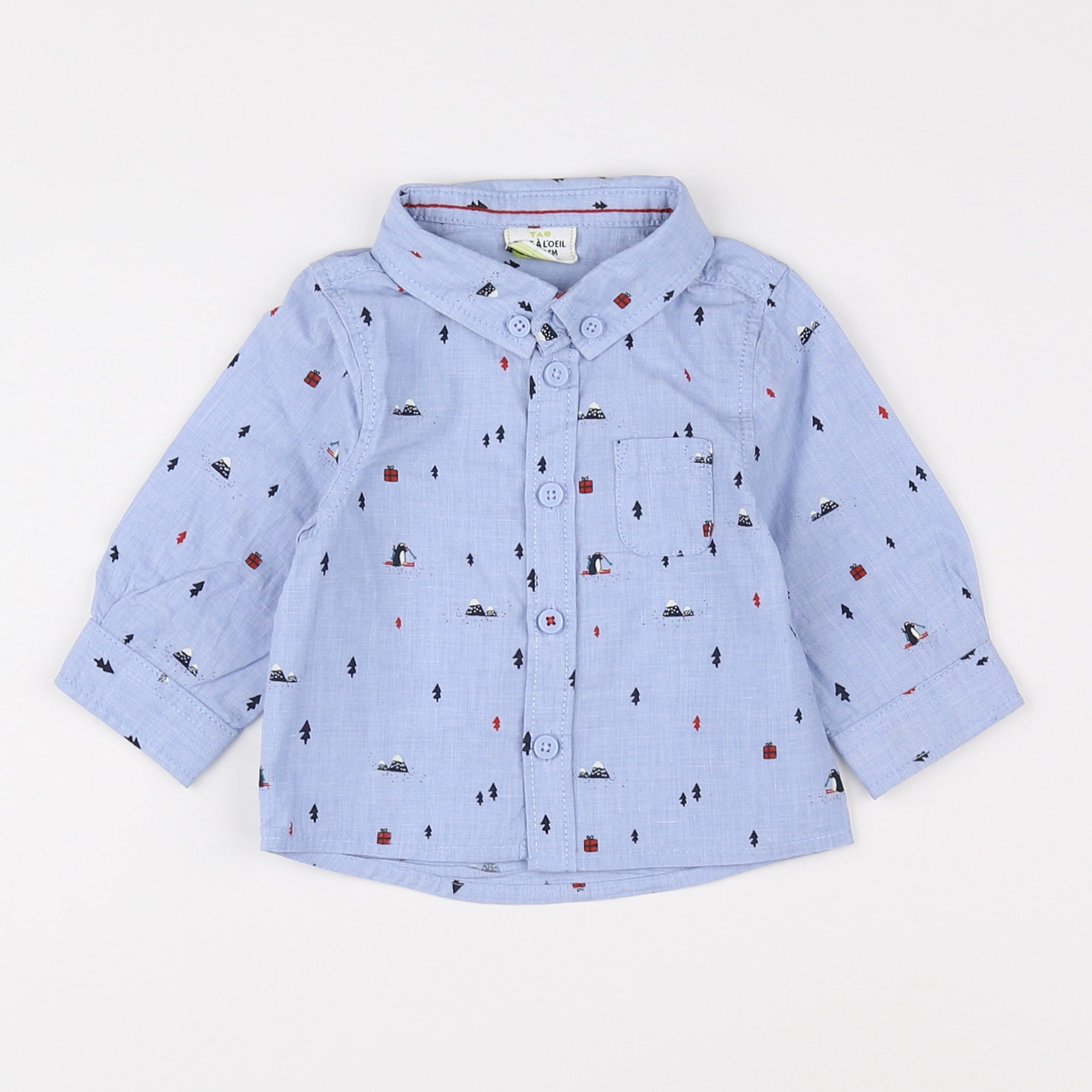 Tape à l'oeil - chemise bleu, rouge - 3 mois