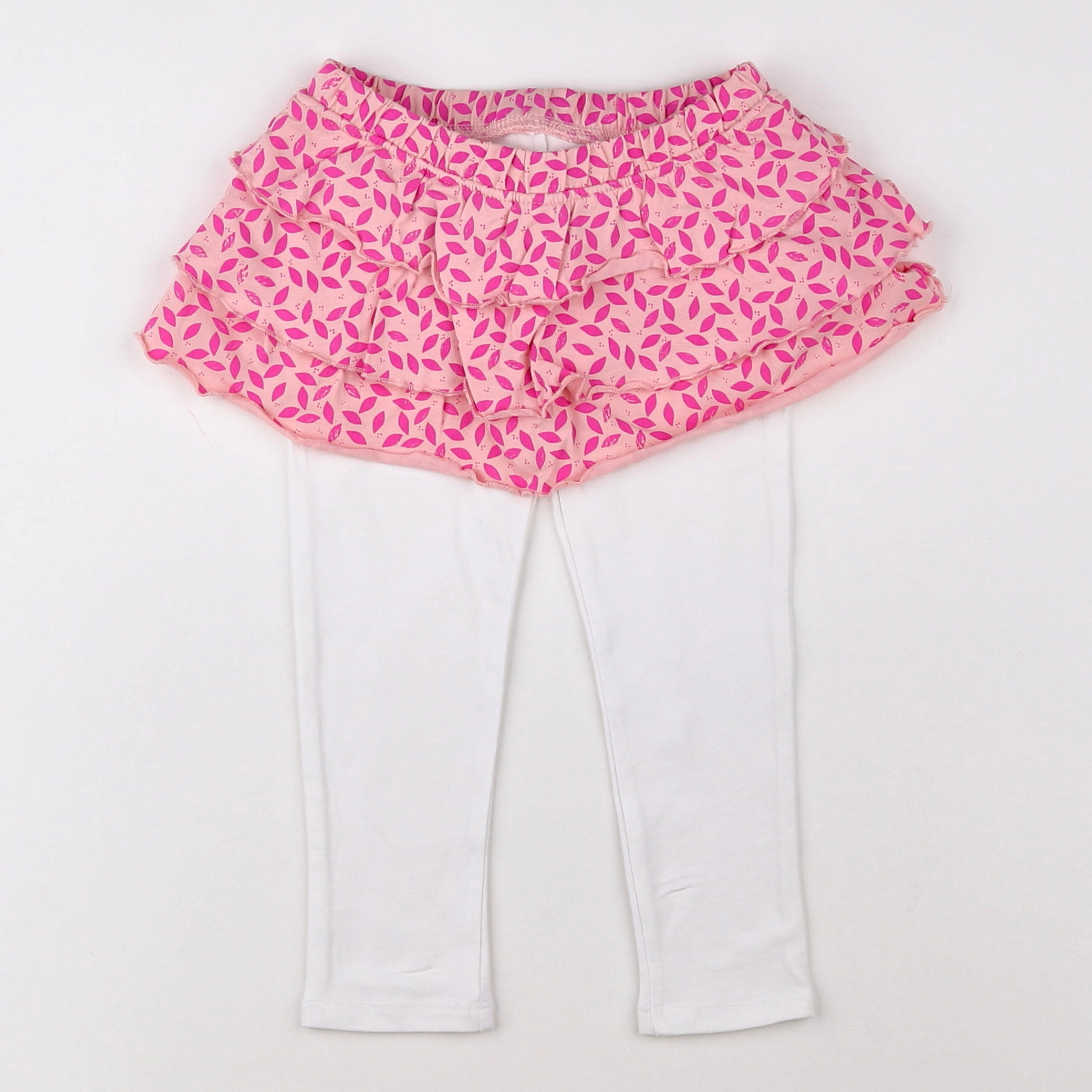 Vertbaudet - jupe blanc, rose - 2 ans