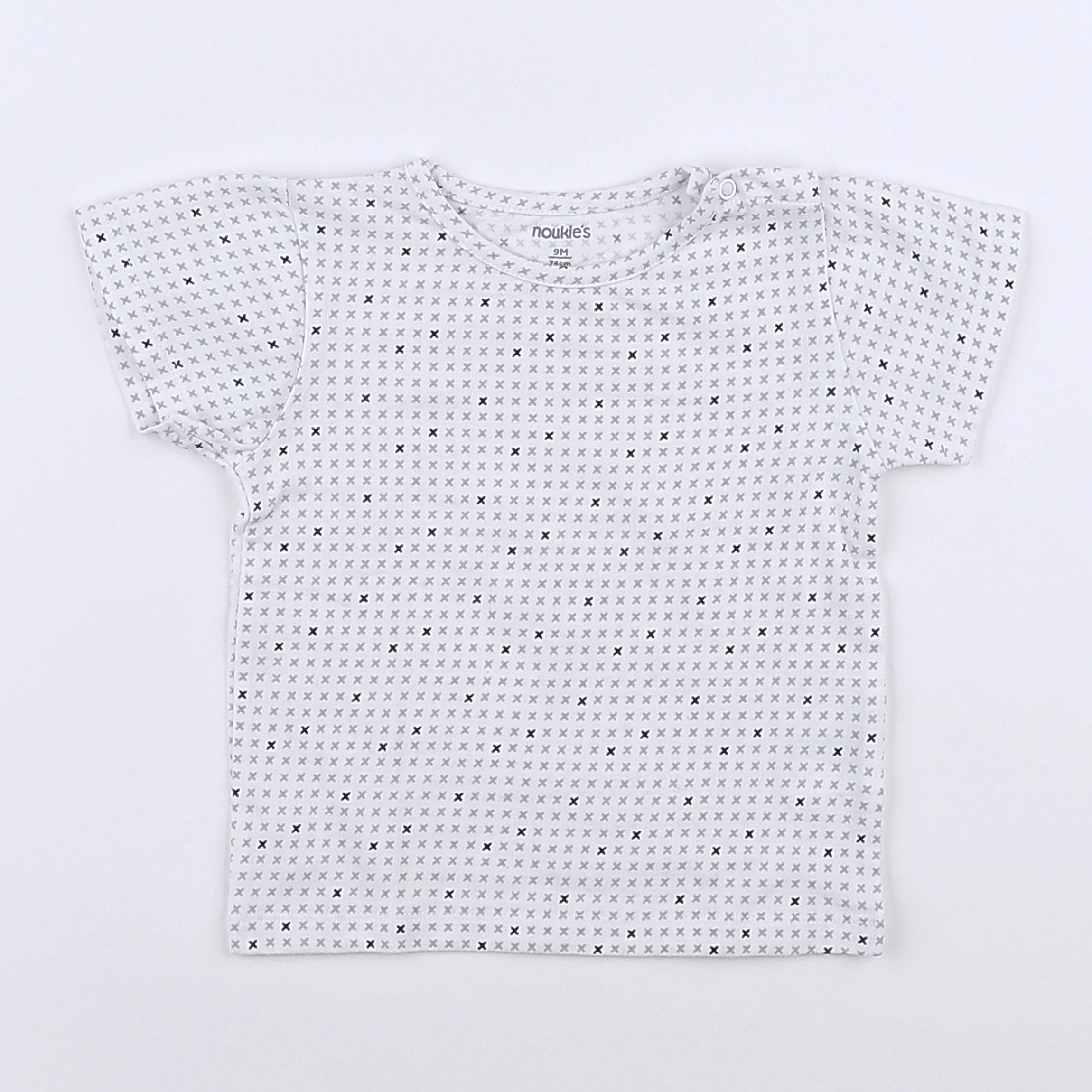 Noukie's - tee-shirt blanc, gris - 9 mois