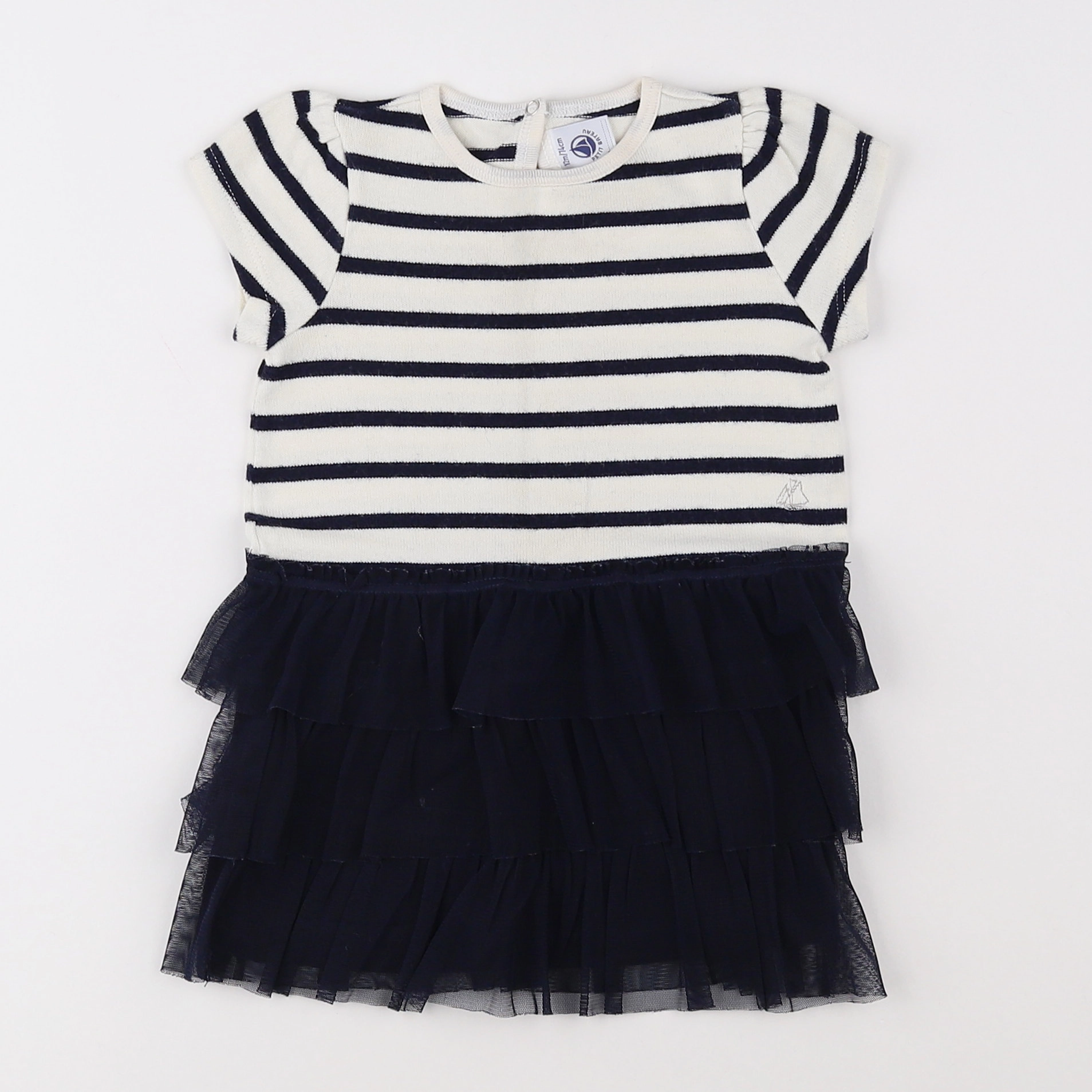 Petit Bateau - robe bleu - 12 mois