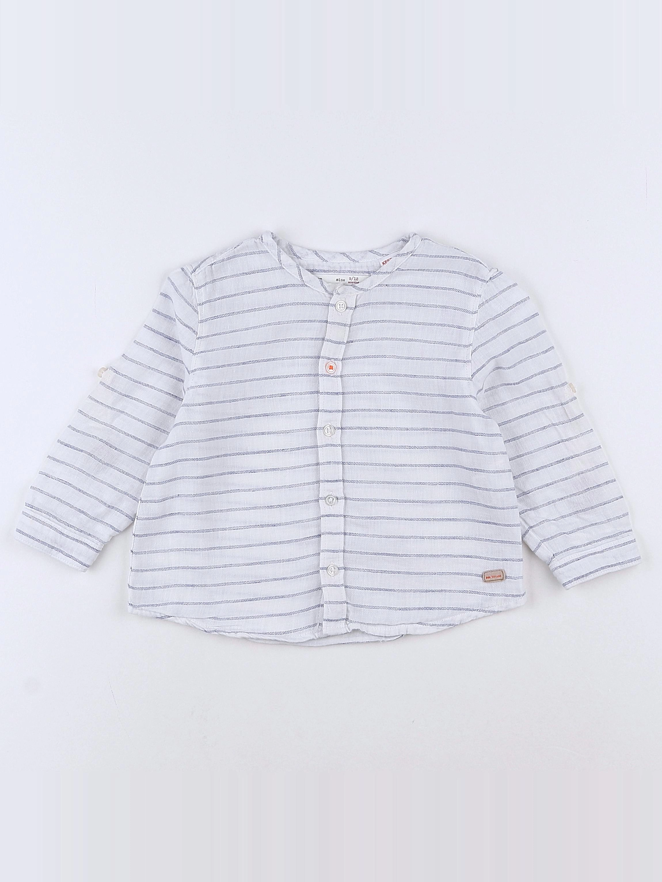Zara - chemise blanc, bleu - 9/12 mois